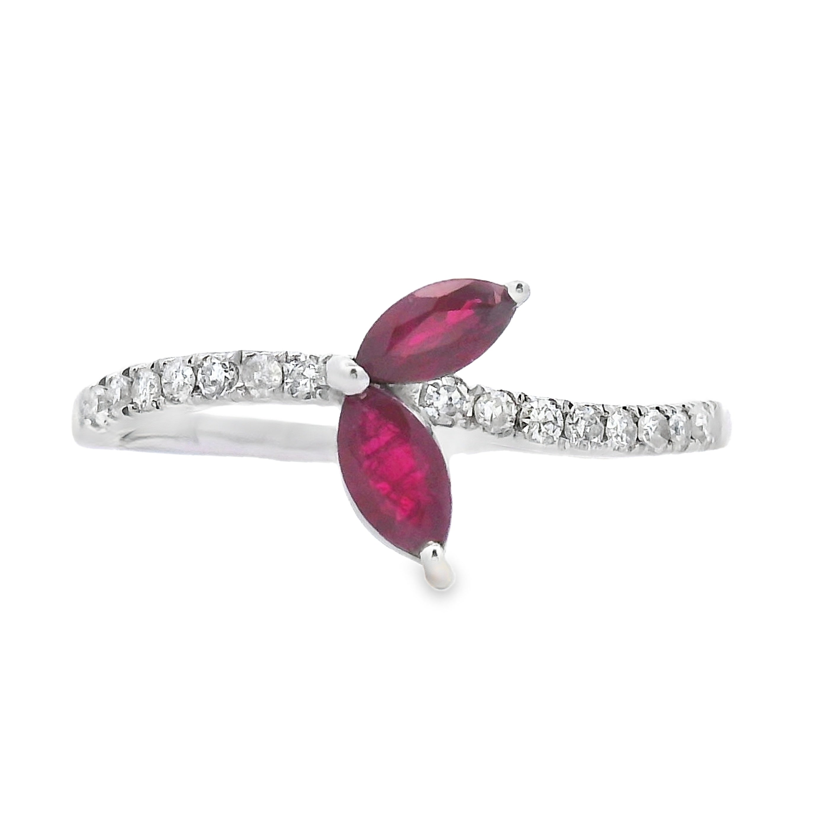 .35ct Ruby Diamond Ring 14KT White Gold