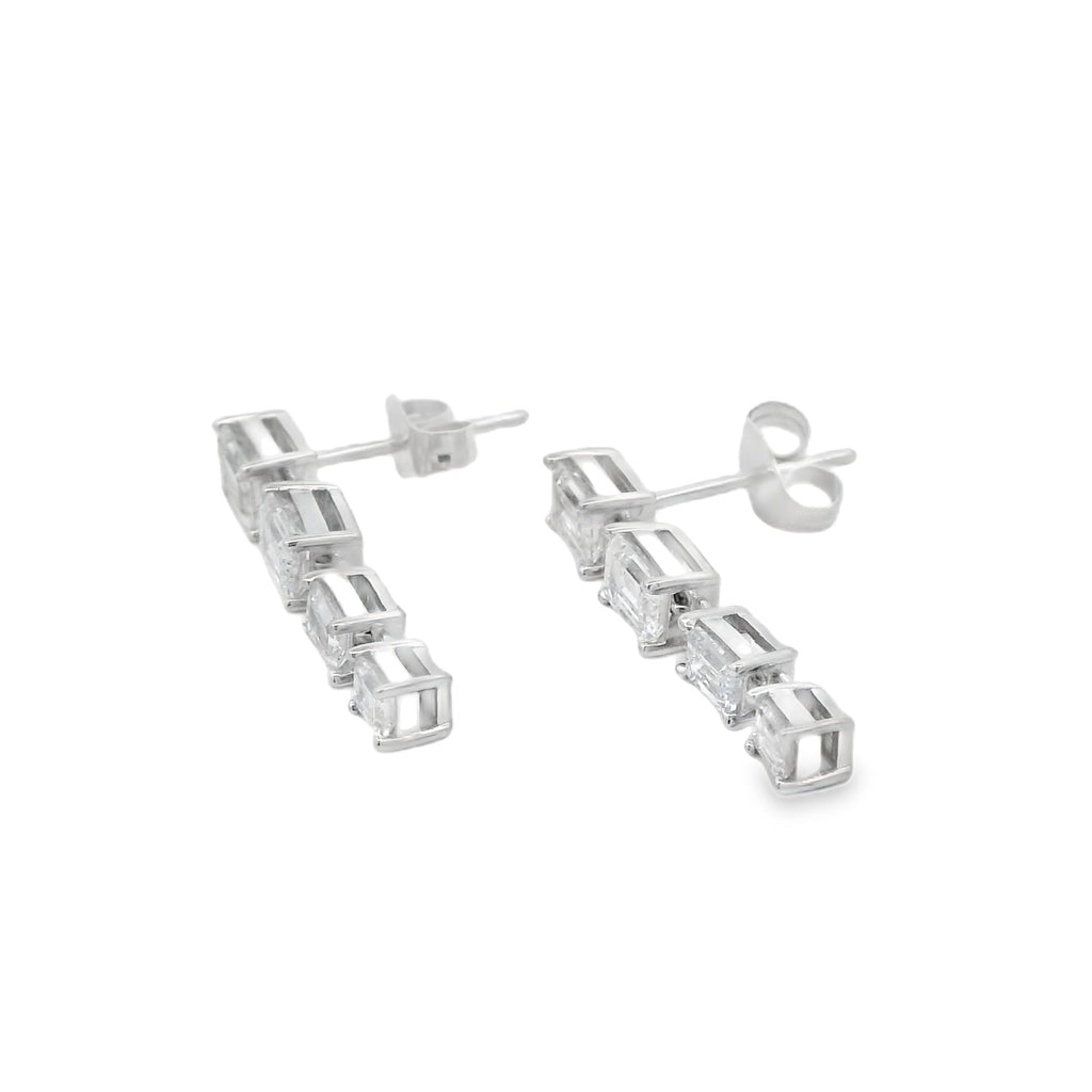 Lab Grown Diamond Dangle Earrings 14KT White Gold