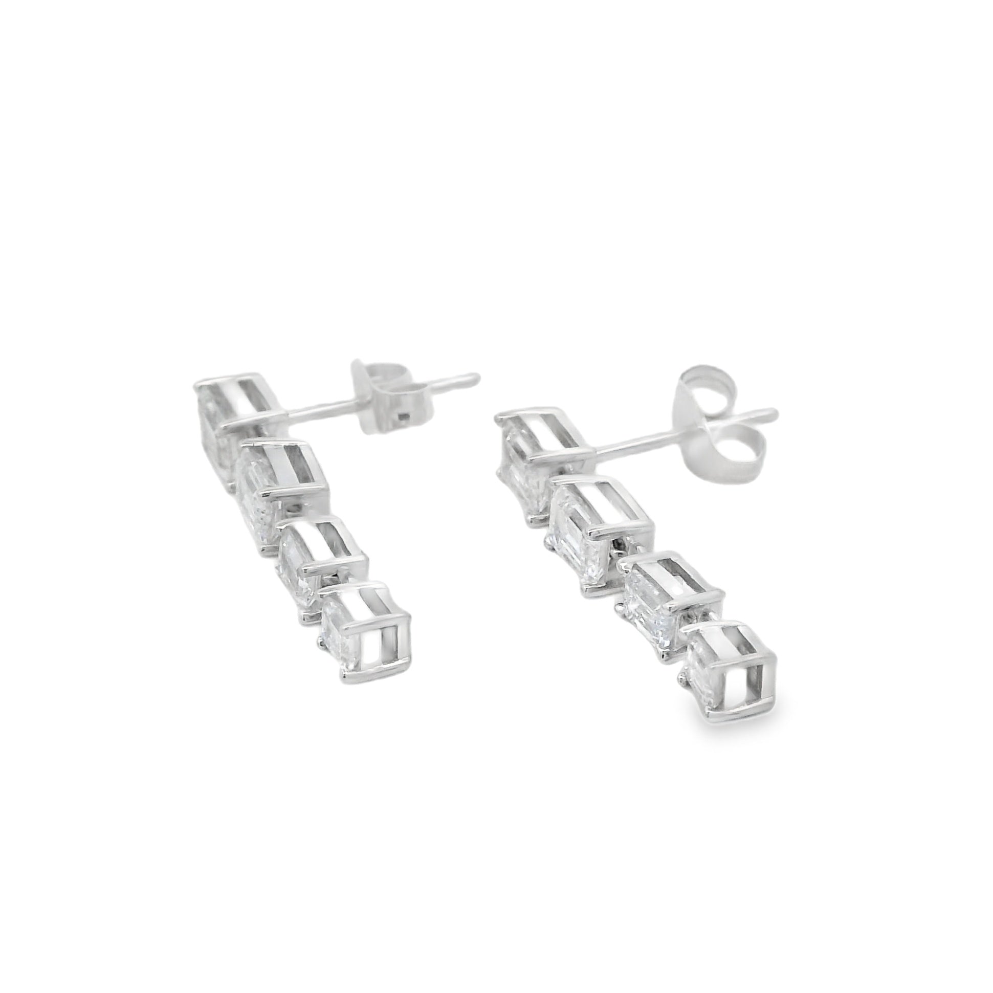 Lab Grown Diamond Dangle Earrings 14KT White Gold