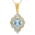 Aquamarine Diamond Fashion Pendants 10KT Yellow Gold