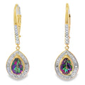 Mystic Fire Topaz Dangle Earrings 10KT Yellow Gold