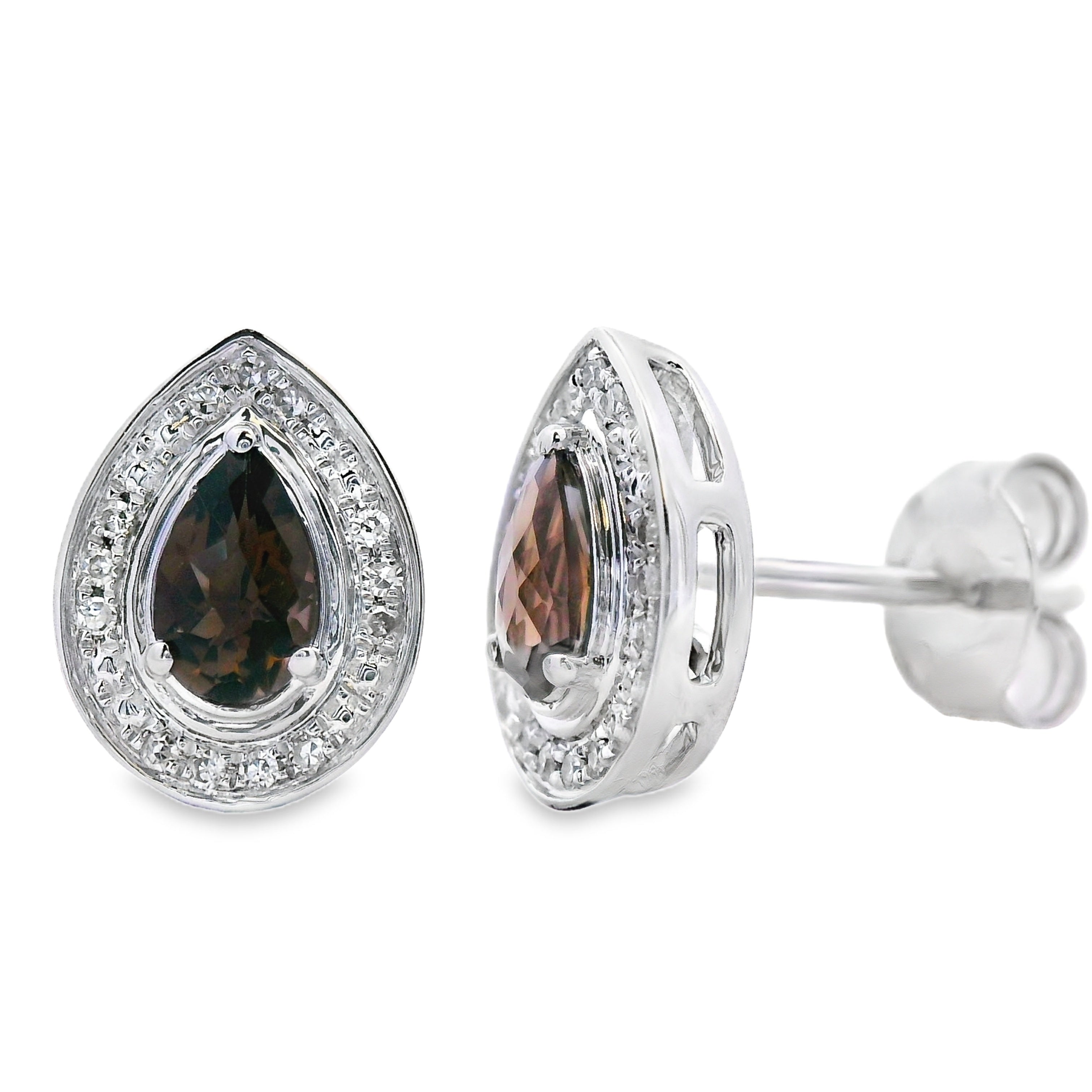 .50ct Quartz Diamond Stud Earrings 10KT White Gold