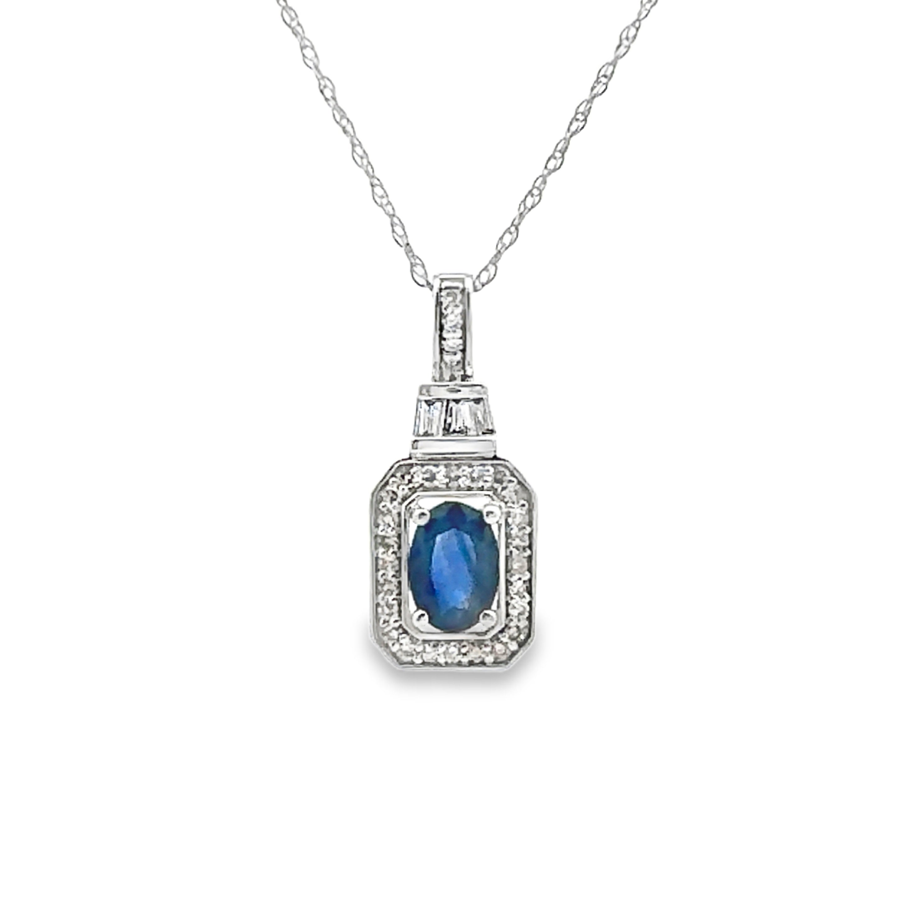 .72ct Sapphire Diamond Fashion Pendants 14KT White Gold