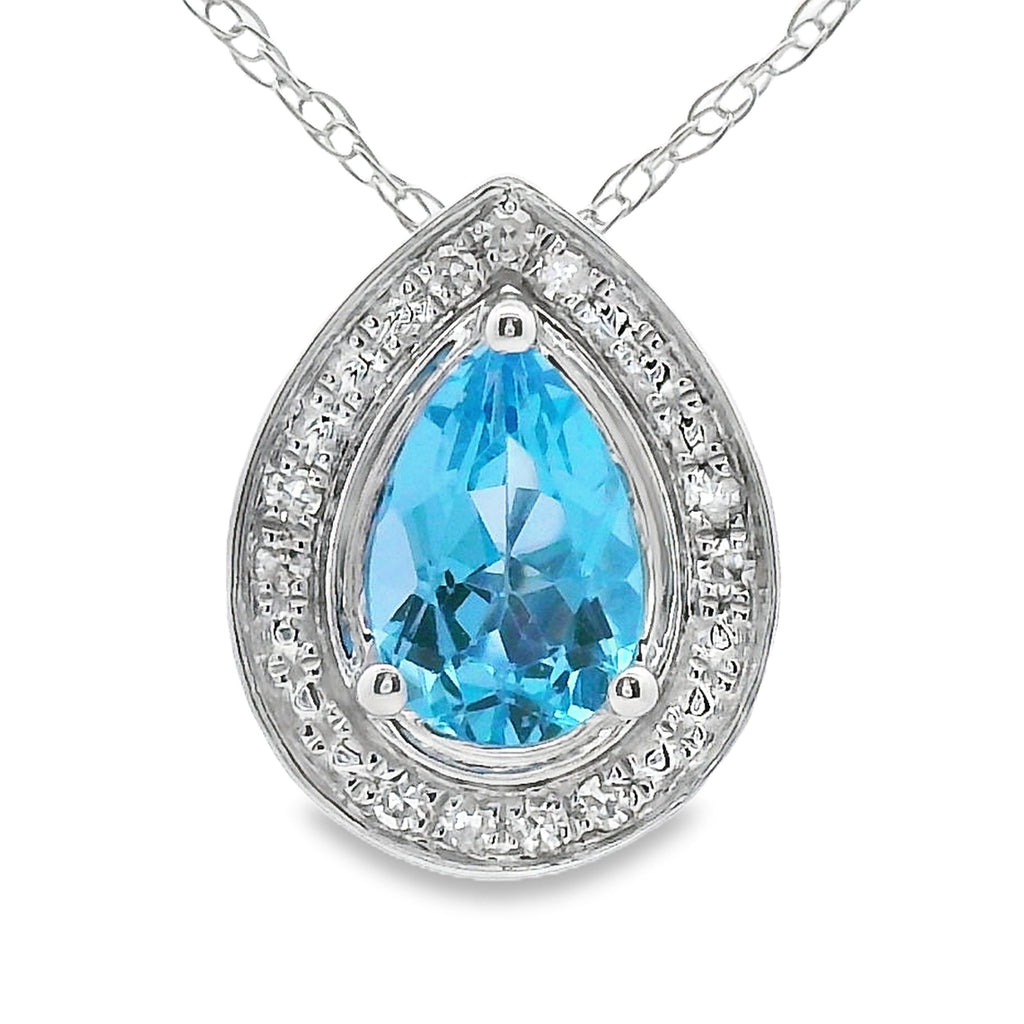 Blue Topaz Diamond Fashion Pendants 10KT White Gold