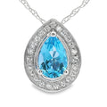 Blue Topaz Diamond Fashion Pendants 10KT White Gold
