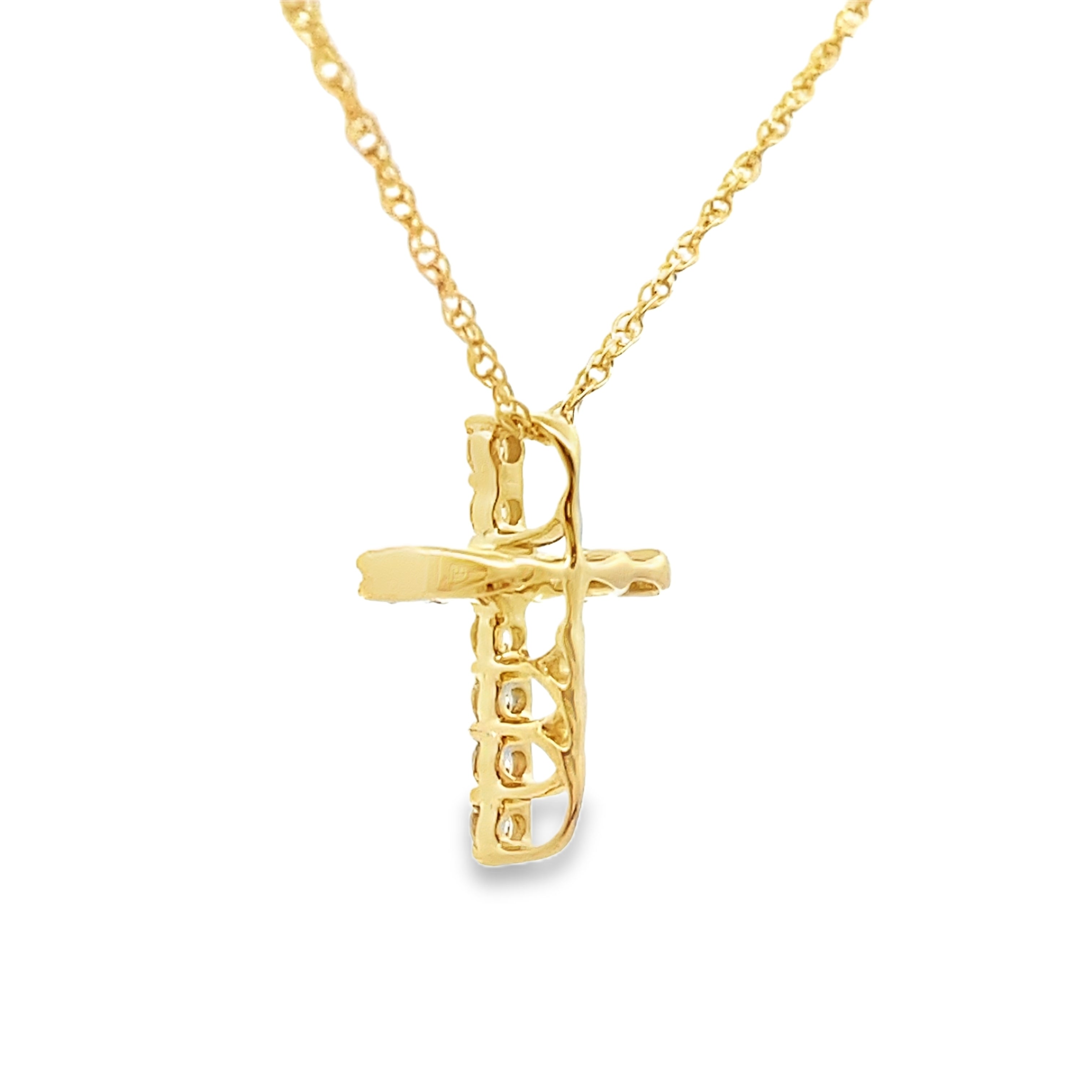 .12ct Diamond Cross Religious Pendant 10KT Yellow Gold