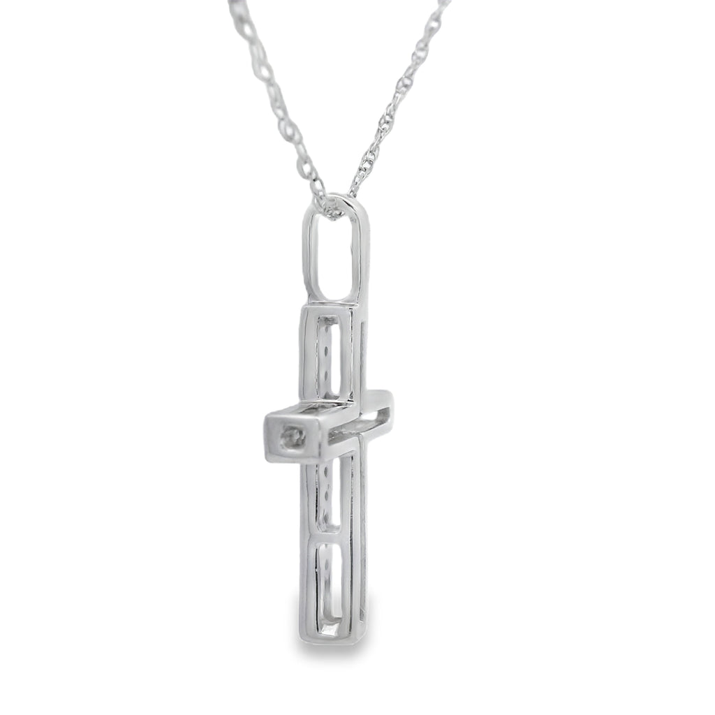.08ct Diamond Cross Religious Pendant 14KT White Gold