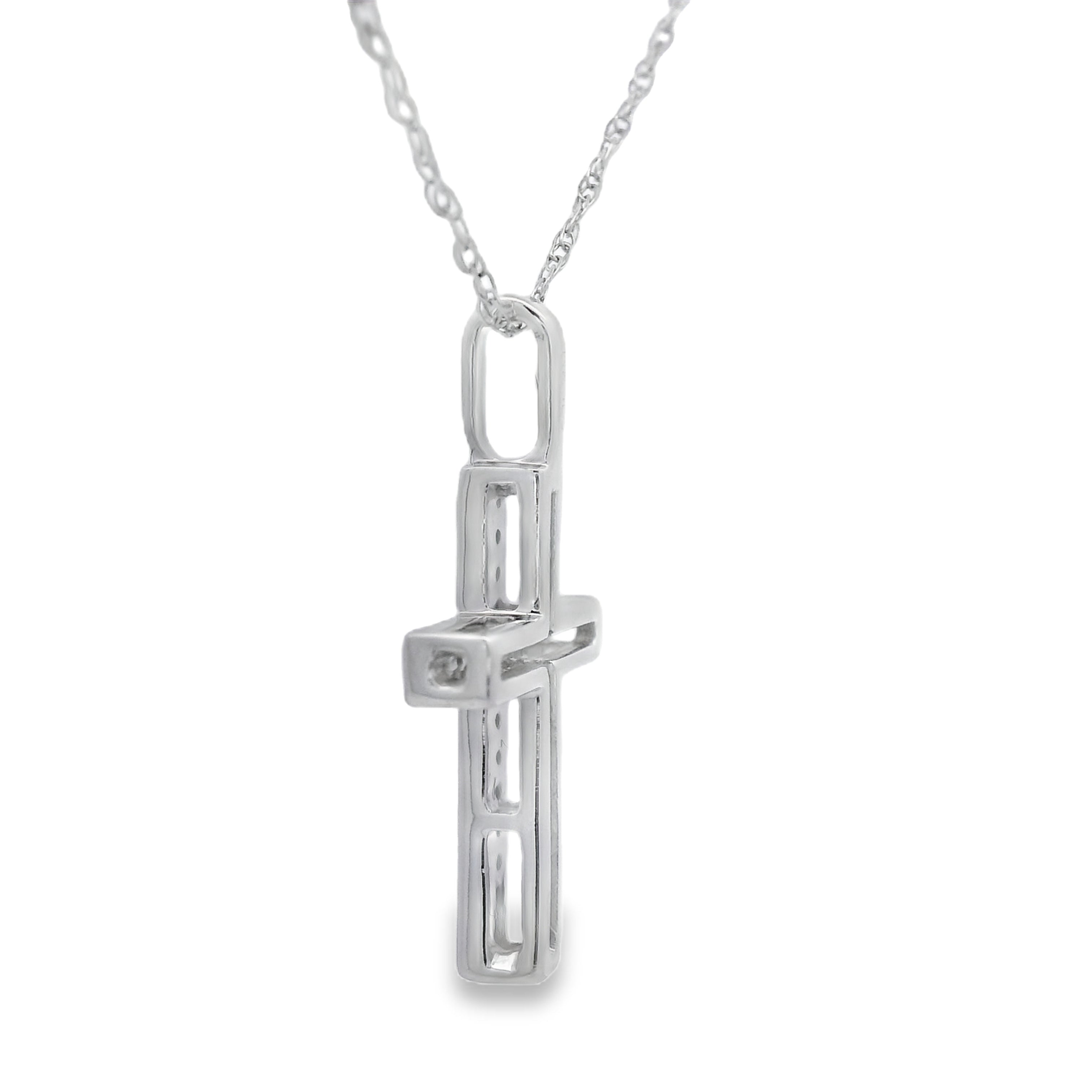 .08ct Diamond Cross Religious Pendant 14KT White Gold