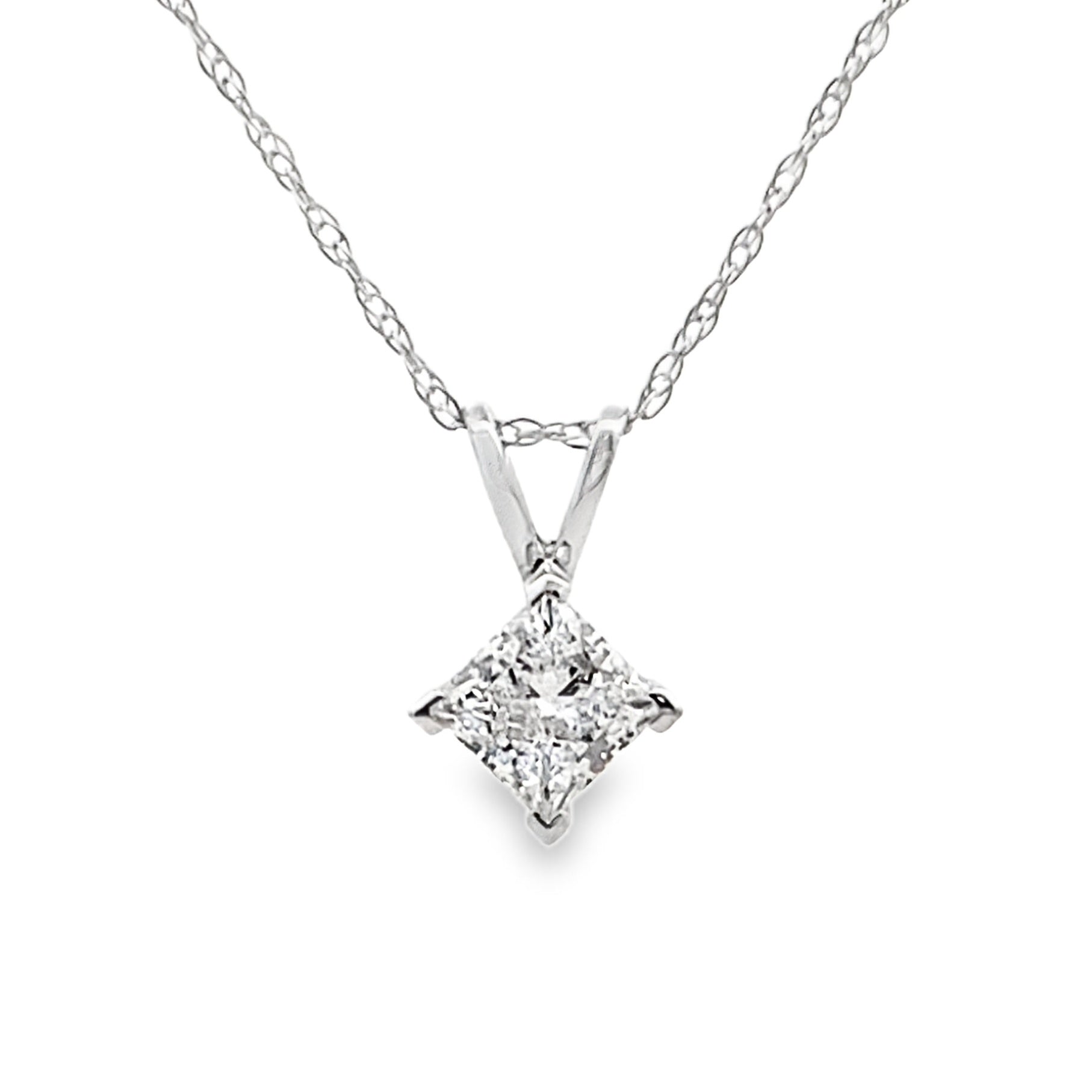 Natural .40ct Lab Grown Diamond Pendant 14KT White Gold