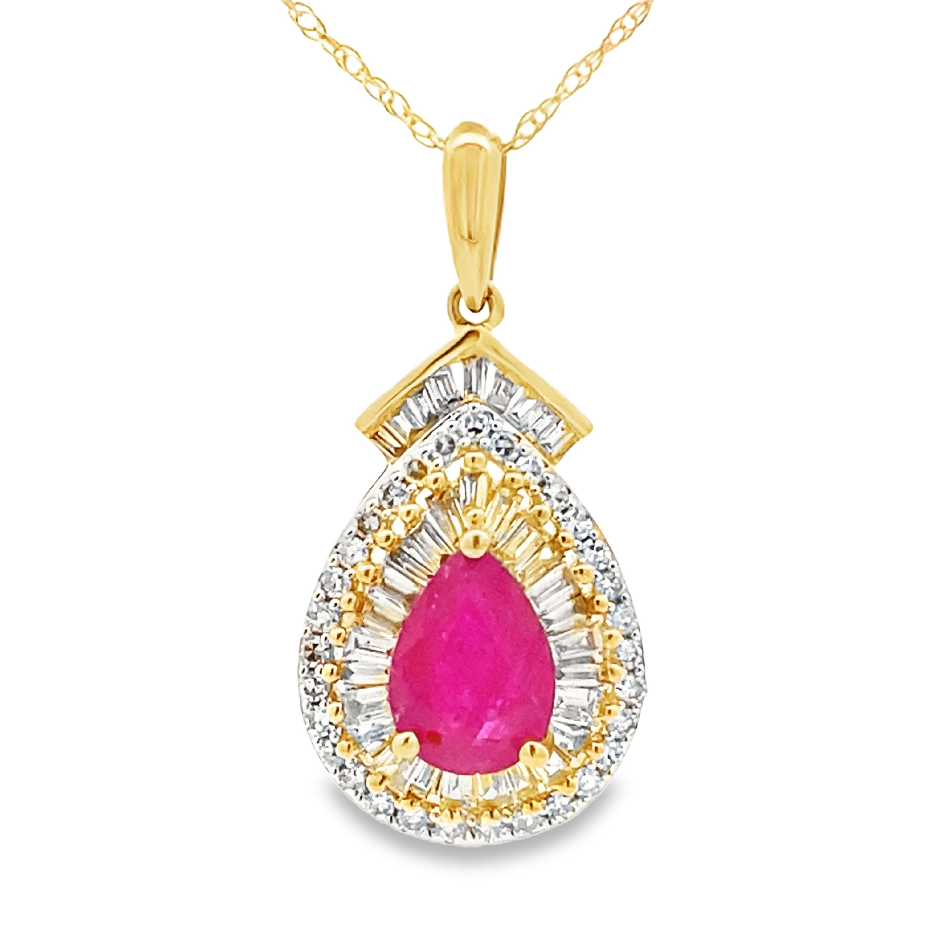 1.25ct Ruby Diamond Fashion Pendants 14KT Yellow Gold