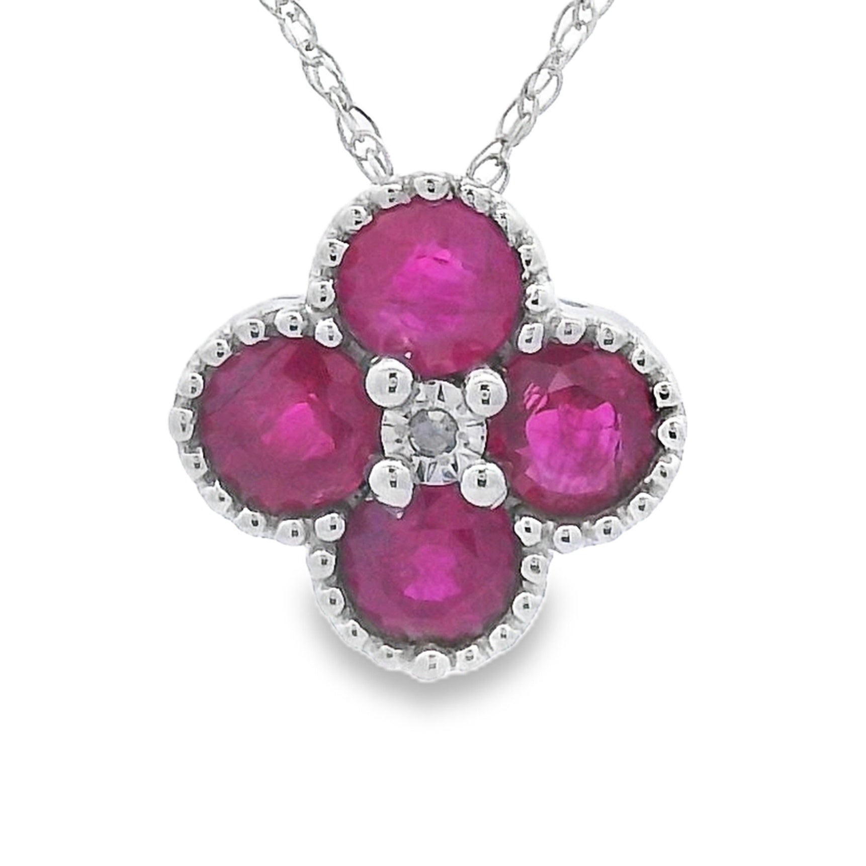 .77ct Ruby Diamond Fashion Pendants 14KT White Gold