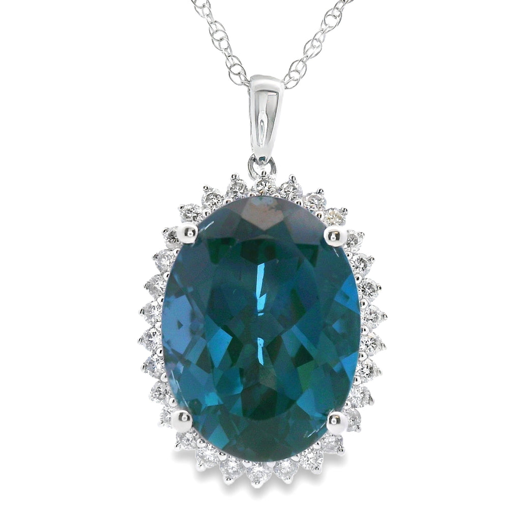 London Blue Topaz Fashion Pendants 14KT White Gold