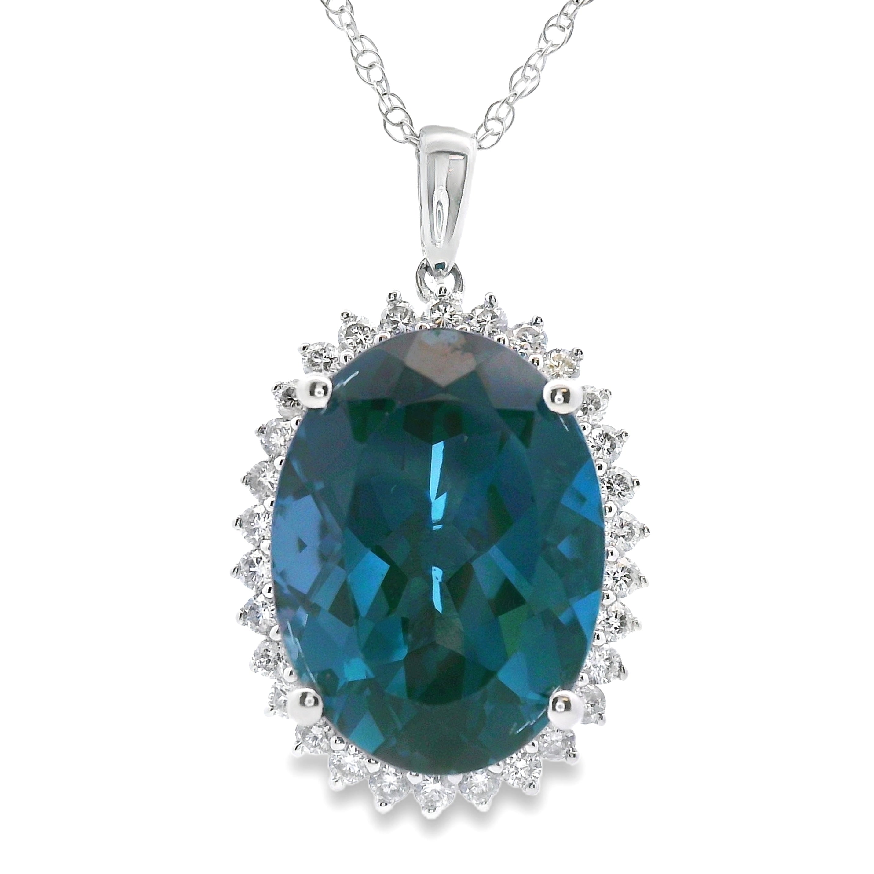 London Blue Topaz Fashion Pendants 14KT White Gold