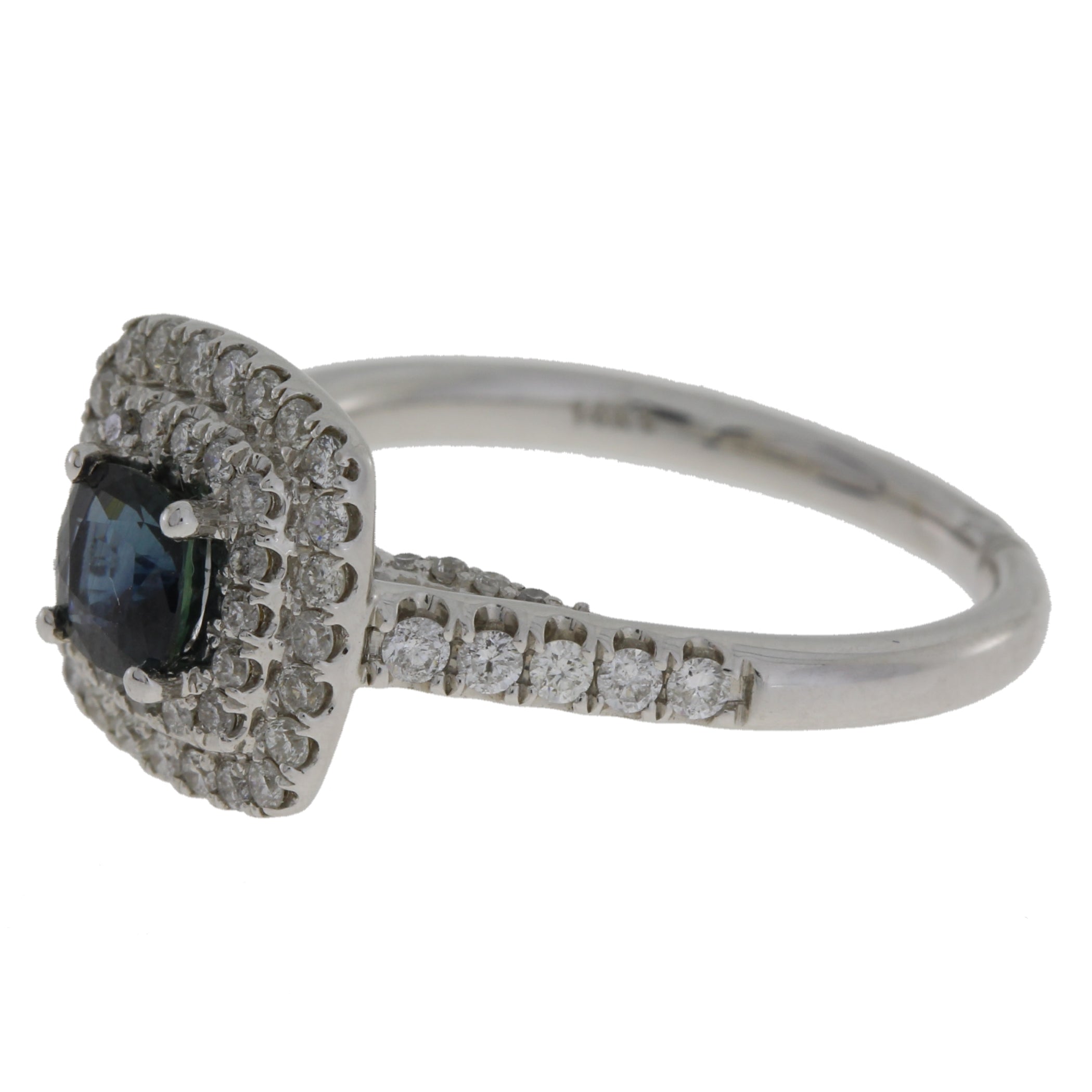 1.22ct Sapphire Diamond Ring 14KT White Gold