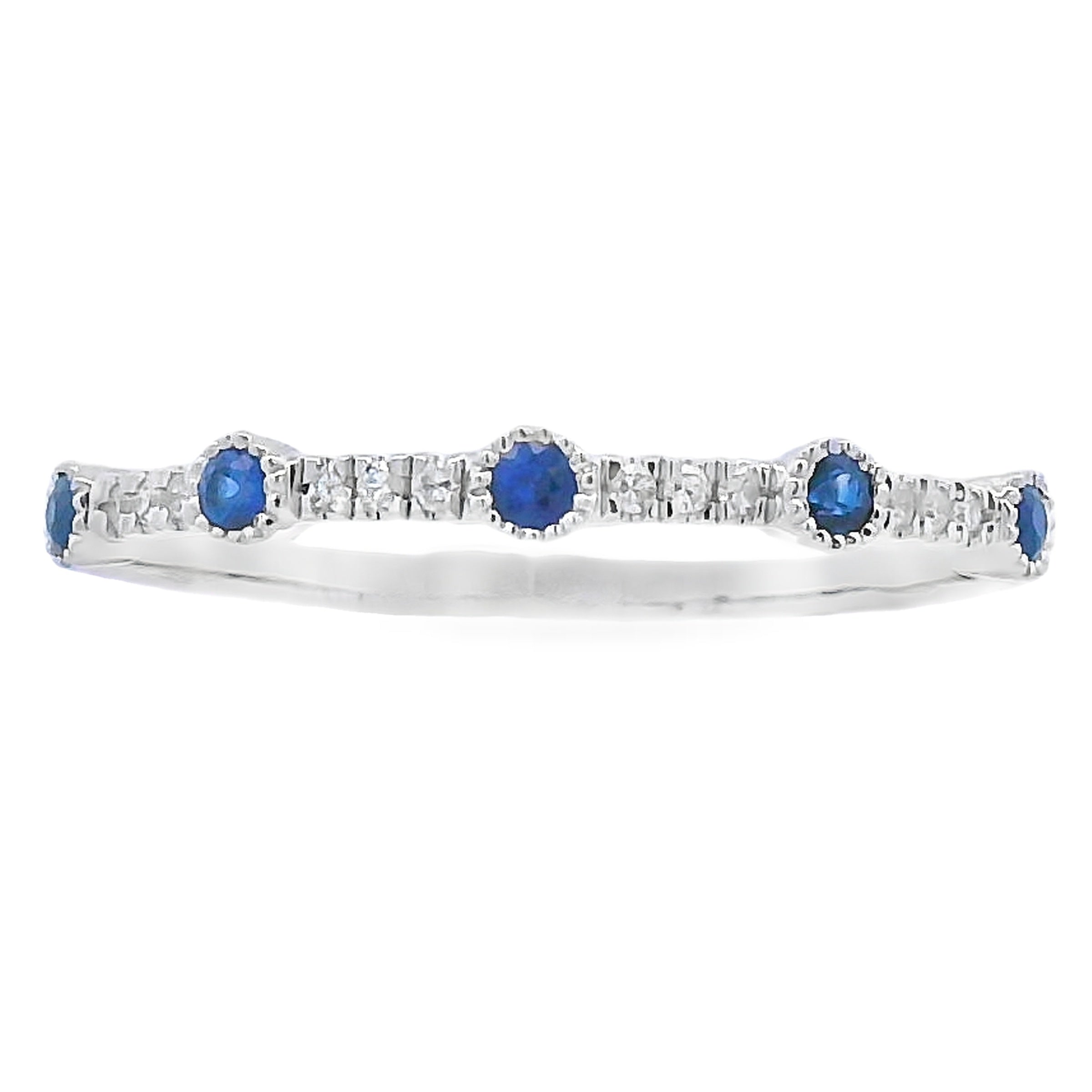 Sapphire Diamond stackable band set 14KT White Gold