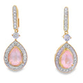Rose Quartz Diamond Dangle Earrings 10KT Yellow Gold