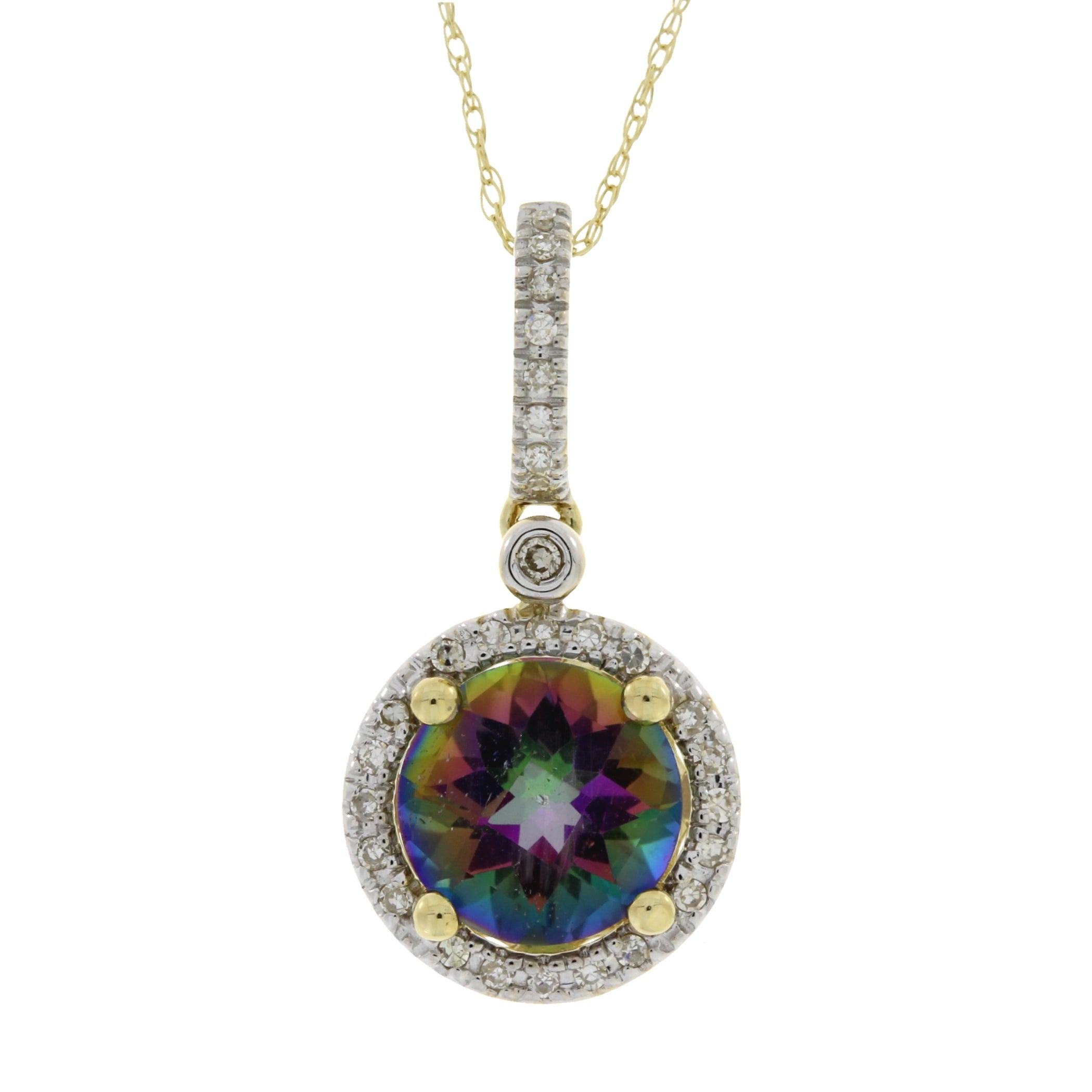 Mystic Fire Topaz Fashion Pendants 14KT Yellow Gold