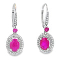 3.50ct Ruby Diamond Dangle Earrings 10KT White Gold