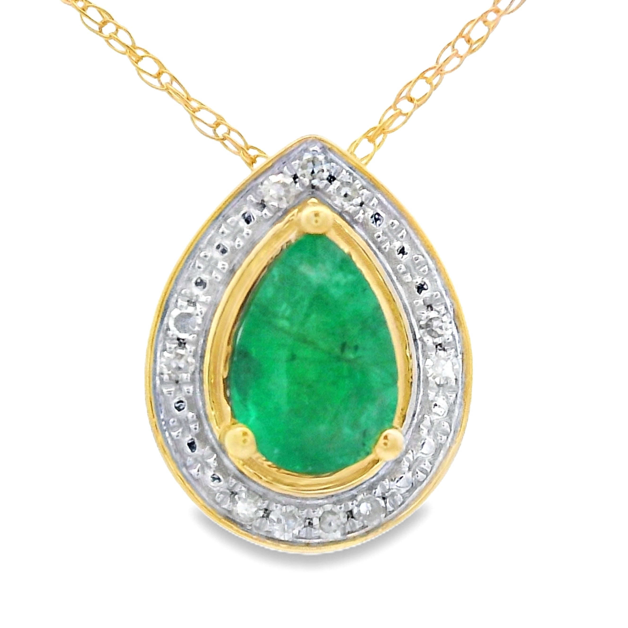 .41ct Emerald Diamond Fashion Pendants 10KT Yellow Gold