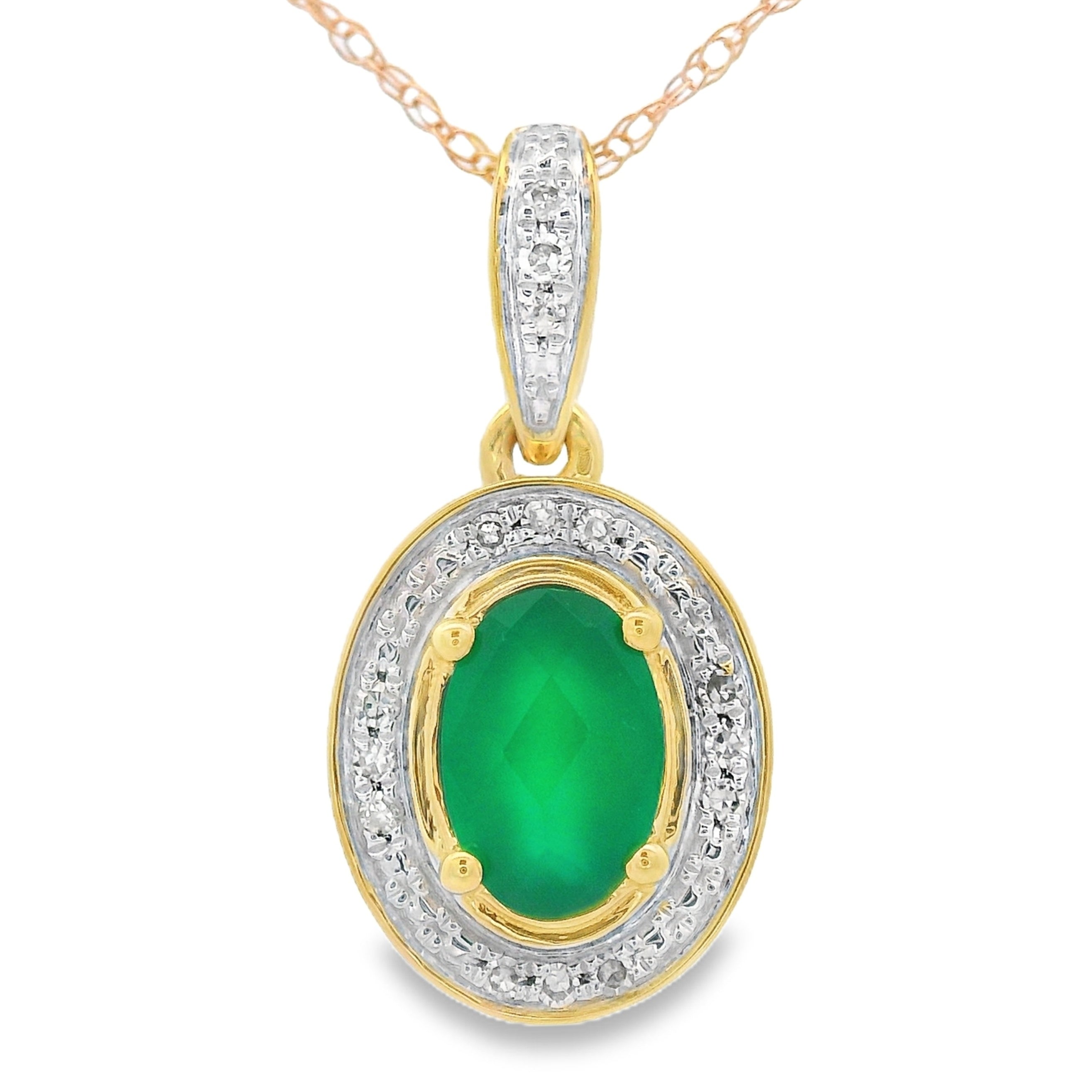 Chalcedony Diamond Fashion Pendants 10KT Yellow Gold