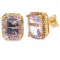 1.15ct Amethyst Diamond Earrings 10KT Yellow Gold