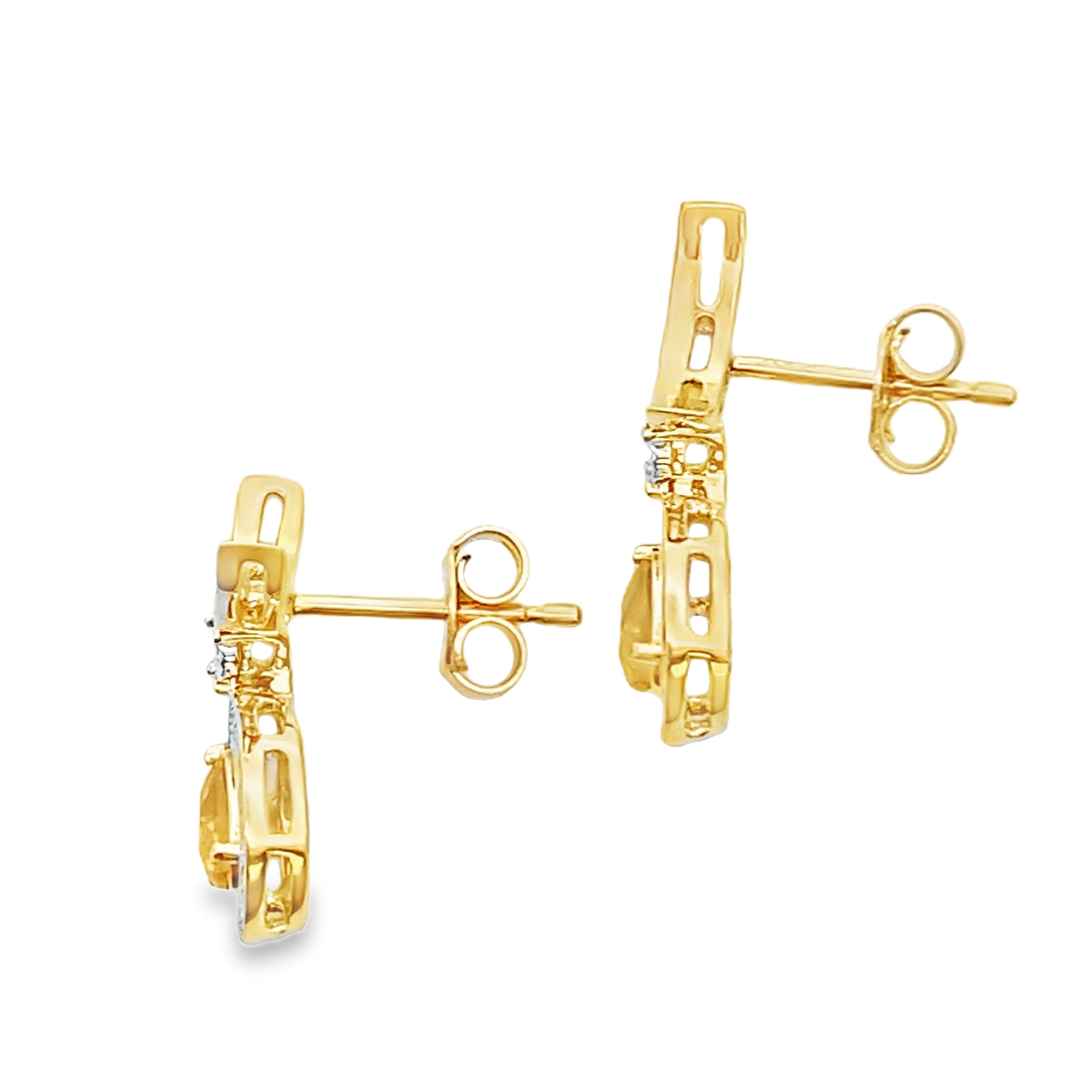 .48ct Citrine Diamond Dangle Earrings 10KT Yellow Gold