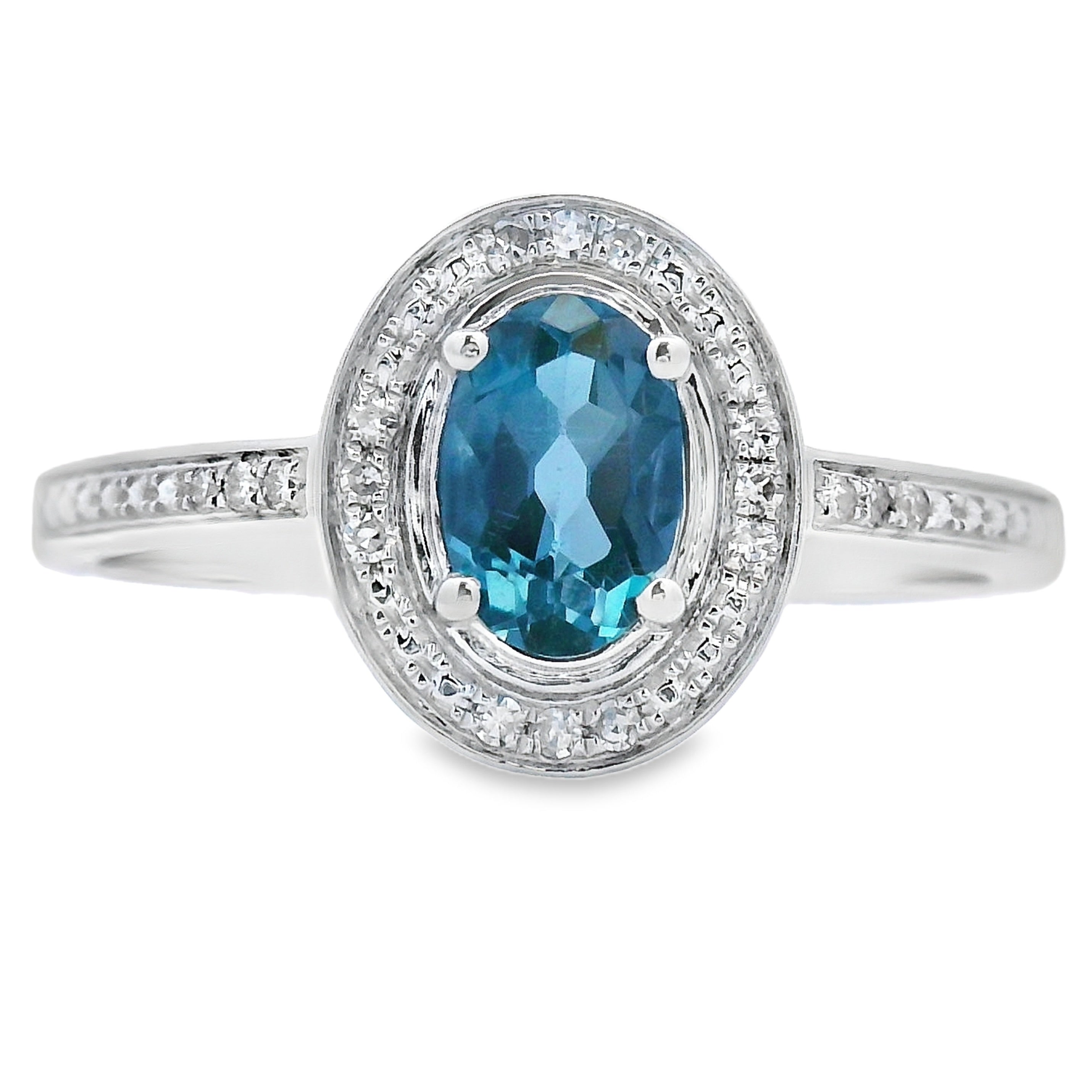 .63ct London Blue Topaz Diamond Ring 10KT White Gold