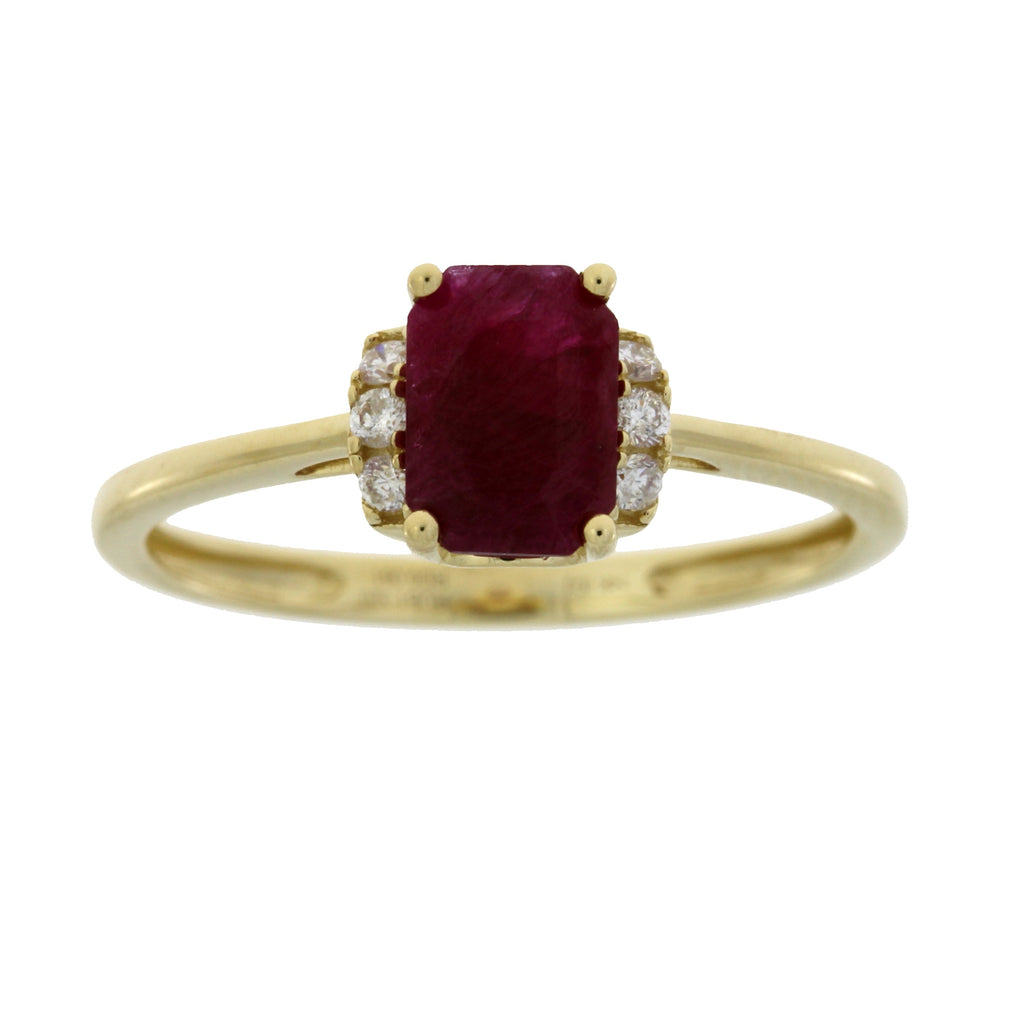 Natural 1.38ct Ruby Diamond Ring 14KT Yellow Gold