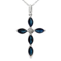1.73ct Sapphire Cross Religious Pendant 10KT White Gold