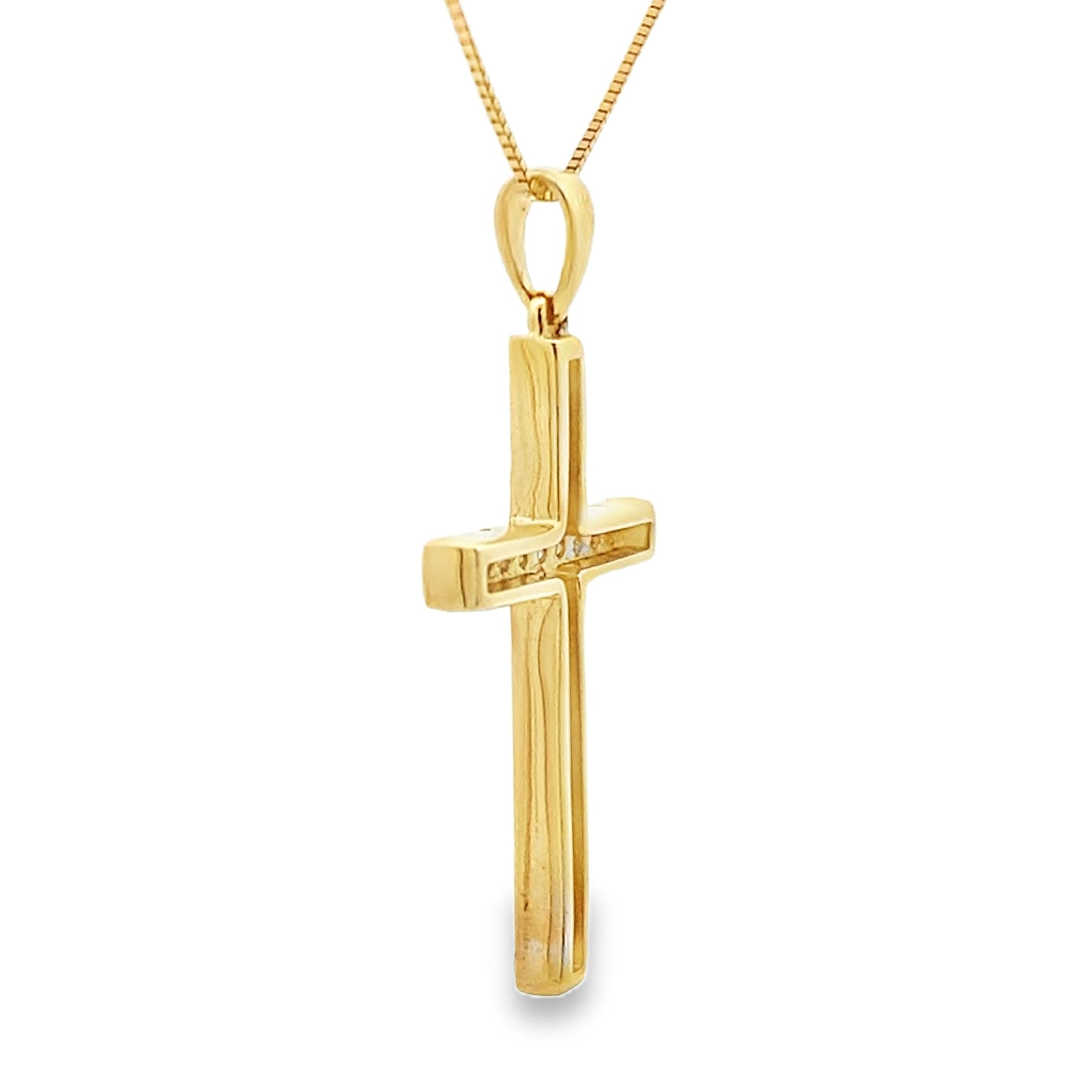 .22ct Diamond Cross Religious Pendant 14KT Yellow Gold
