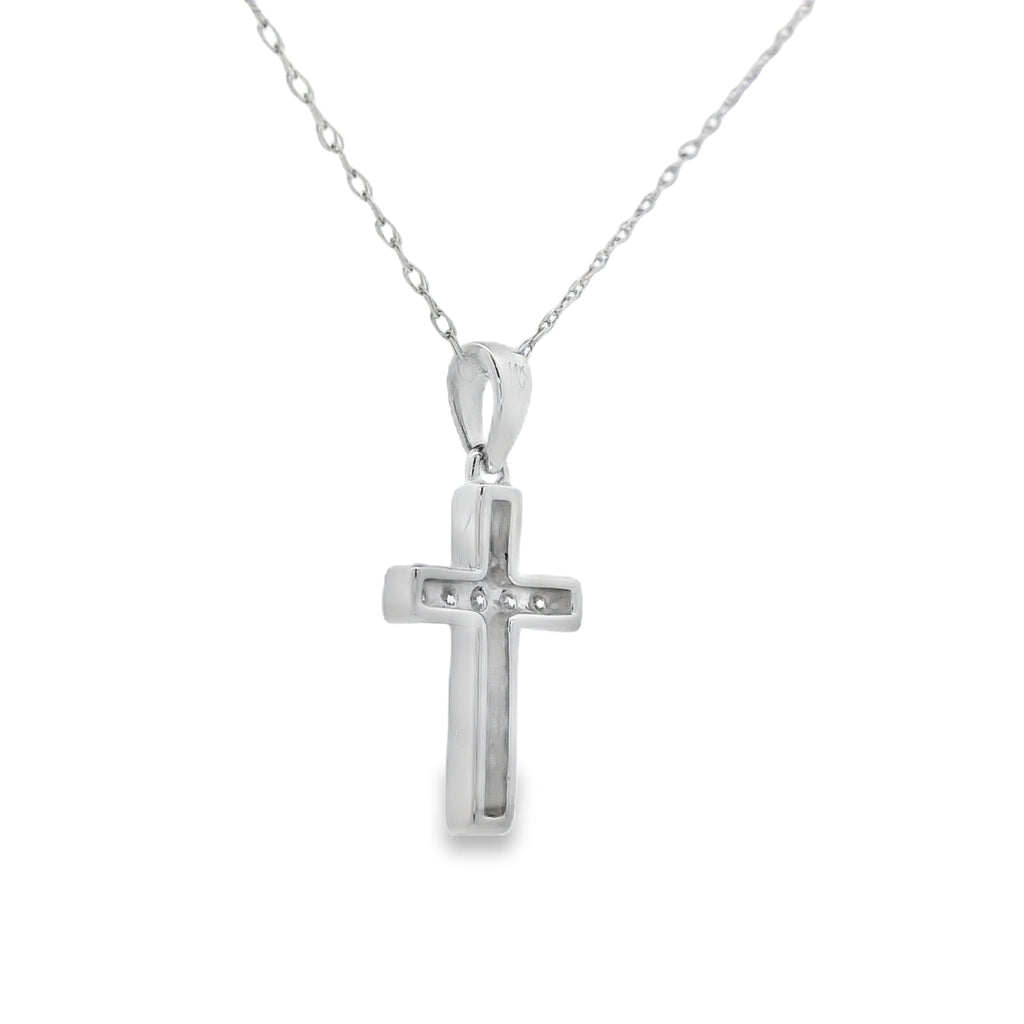 .12ct Diamond Cross Religious Pendant 14KT White Gold