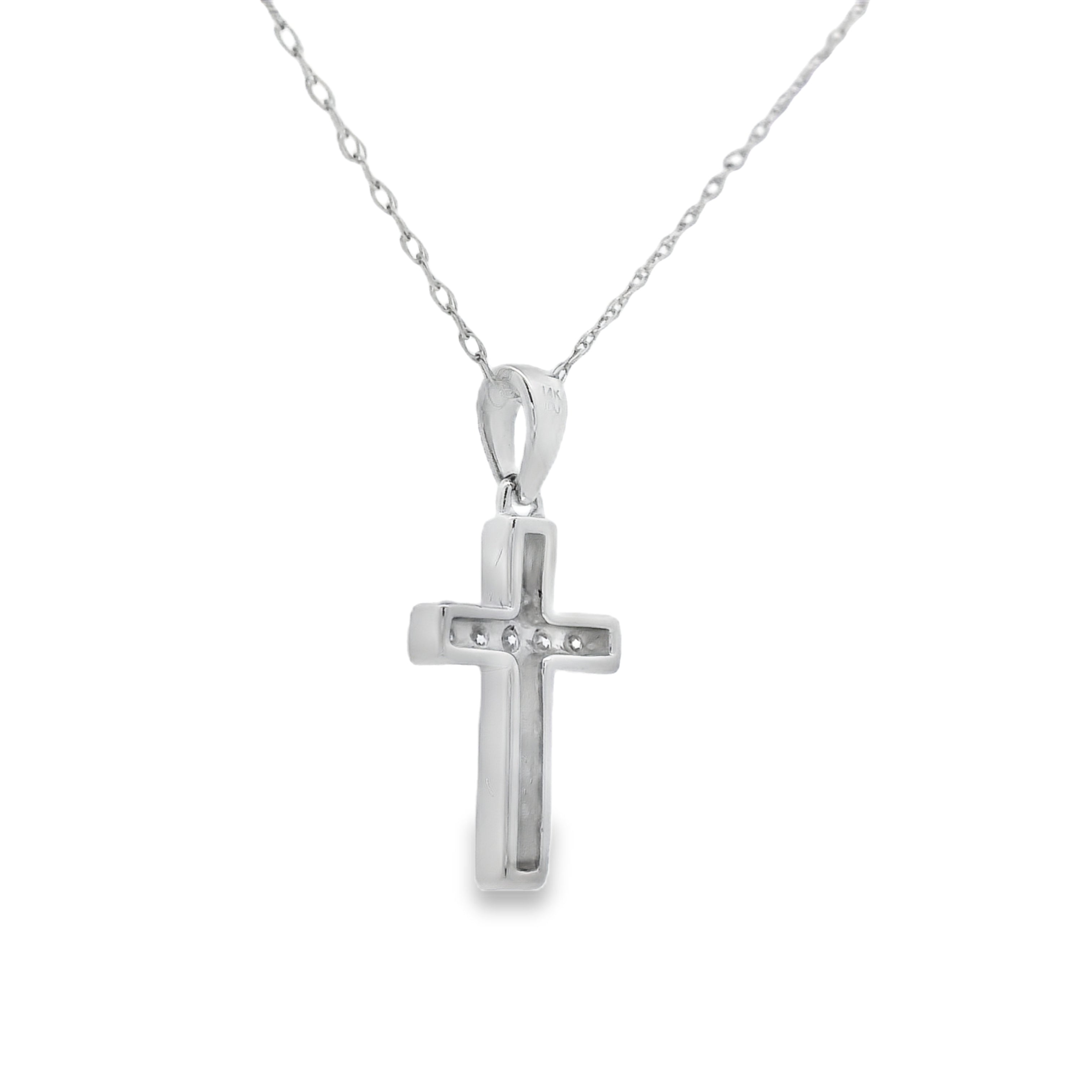 .12ct Diamond Cross Religious Pendant 14KT White Gold