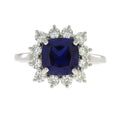 Created Sapphire Moissanite Ring Sterling Silver