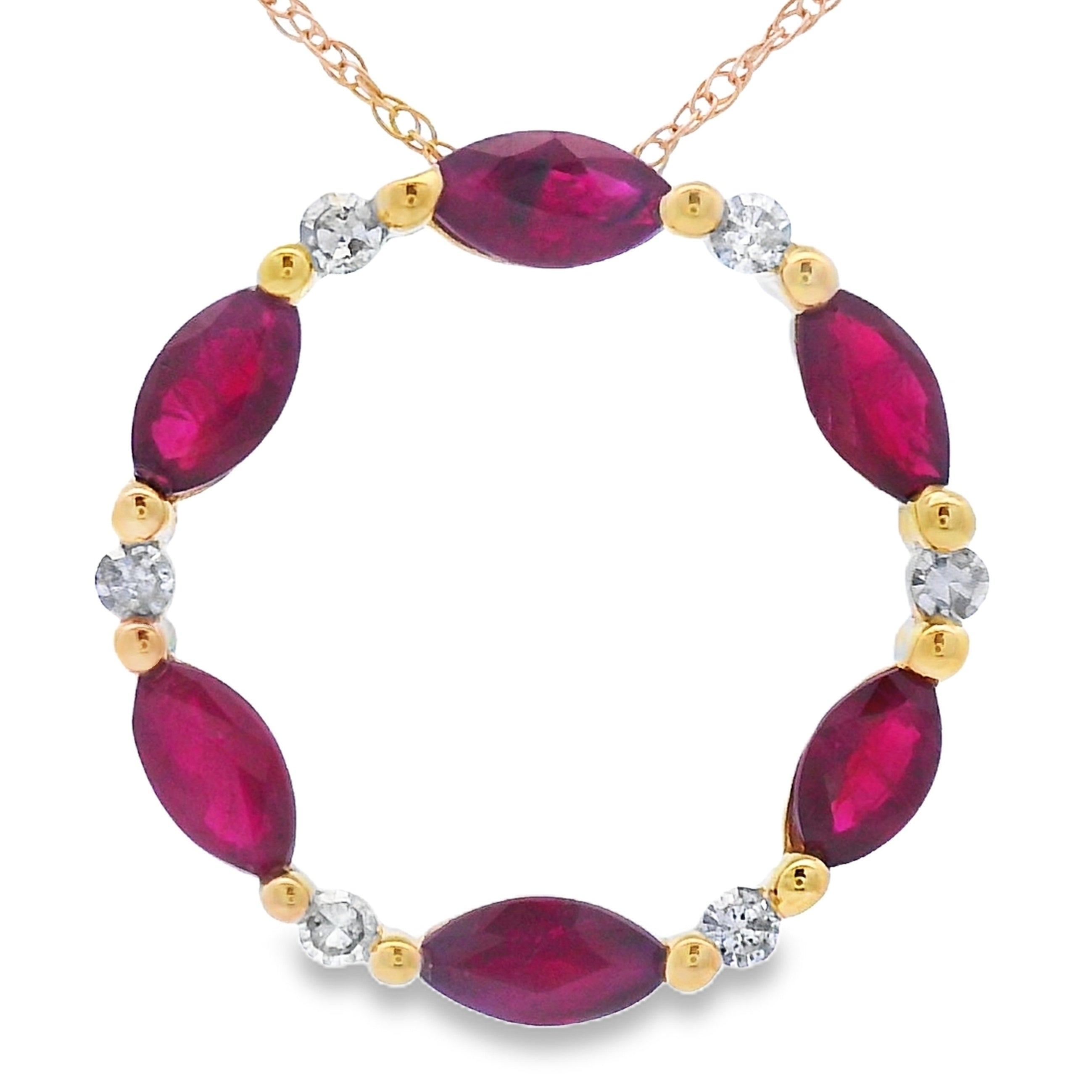 Ruby Diamond Circle of Love Pendant 10KT Yellow Gold