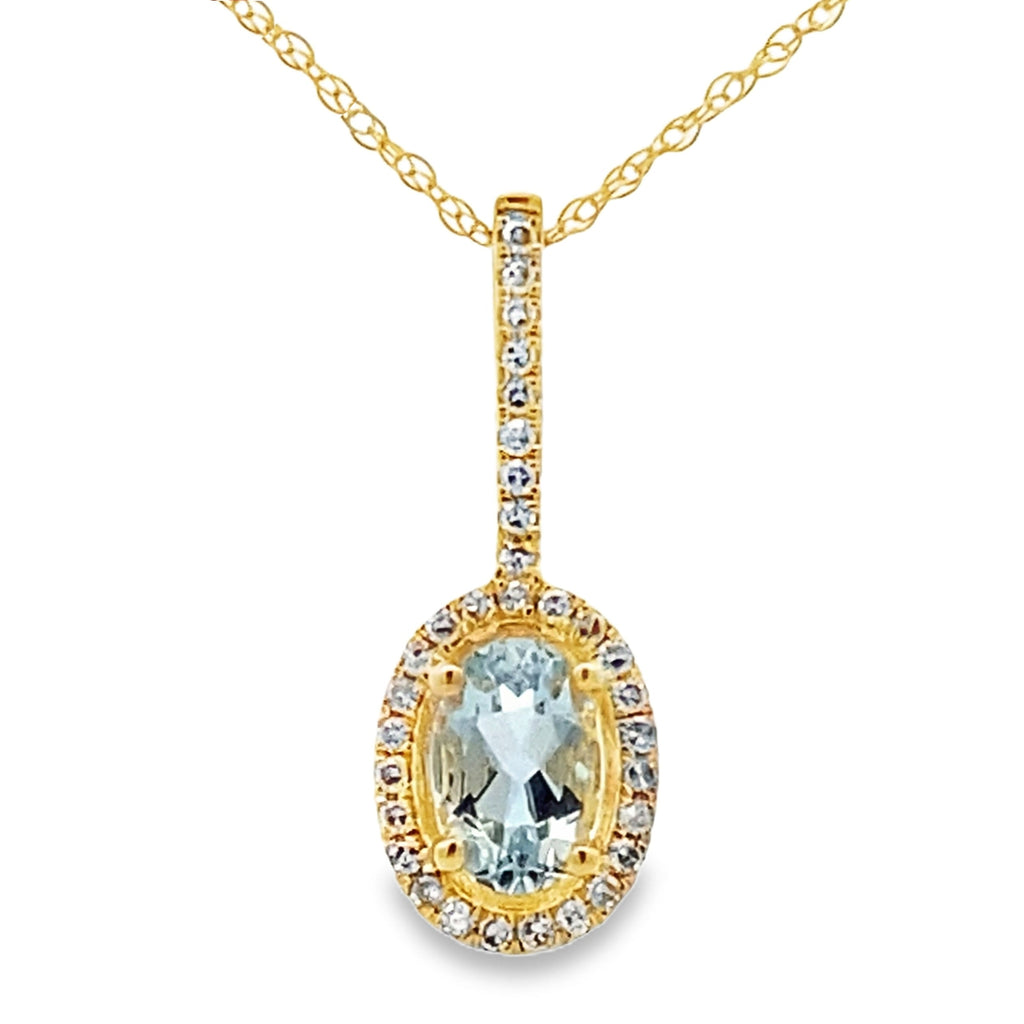 Aquamarine Diamond Fashion Pendants 10KT Yellow Gold