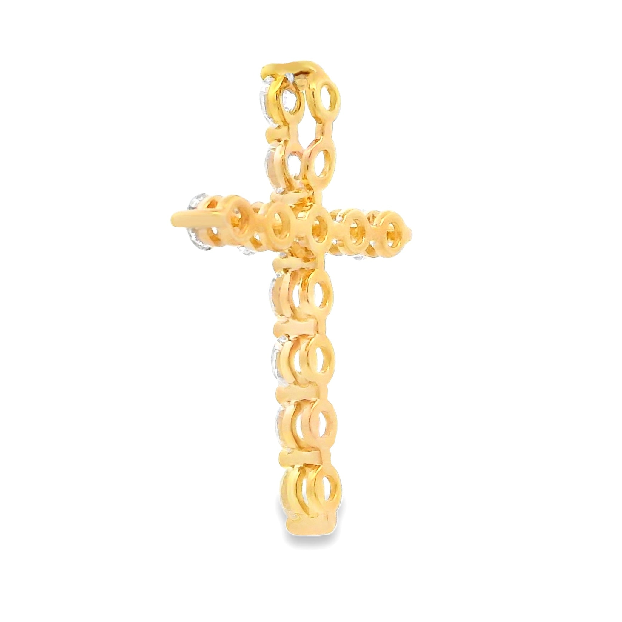 Natural .83ct Cross Religious Pendant 14KT Yellow Gold