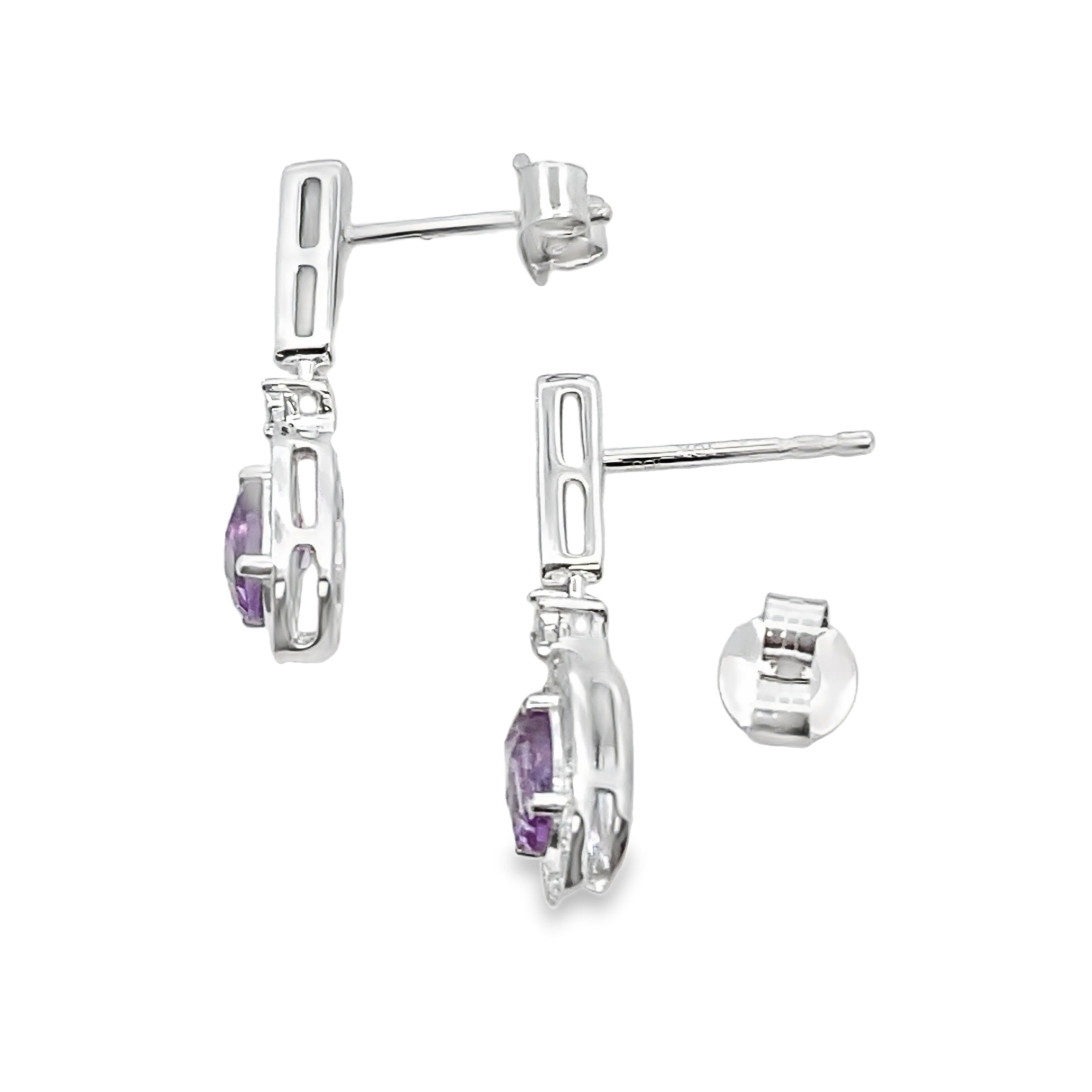 .93ct Amethyst Diamond Dangle Earrings 10KT White Gold