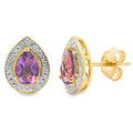 .90ct Amethyst Diamond Dangle Earrings 10KT Yellow Gold