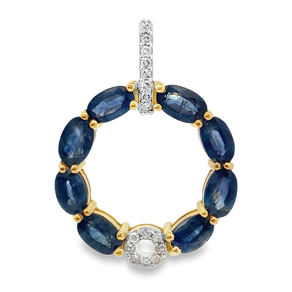 Sapphire Diamond Fashion Pendants 14KT Yellow Gold
