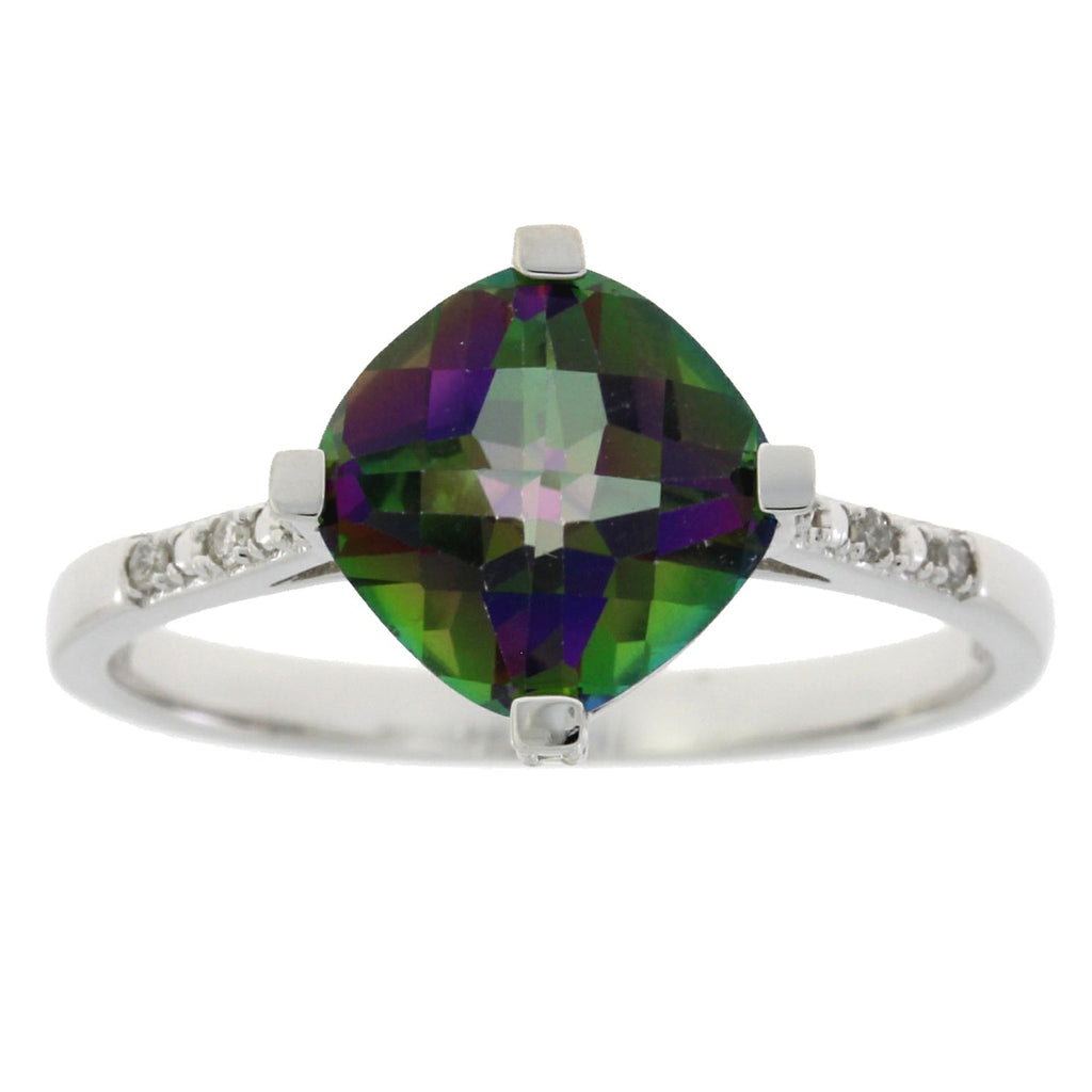1.25ct Mystic Fire Topaz Diamond Ring 10KT White Gold