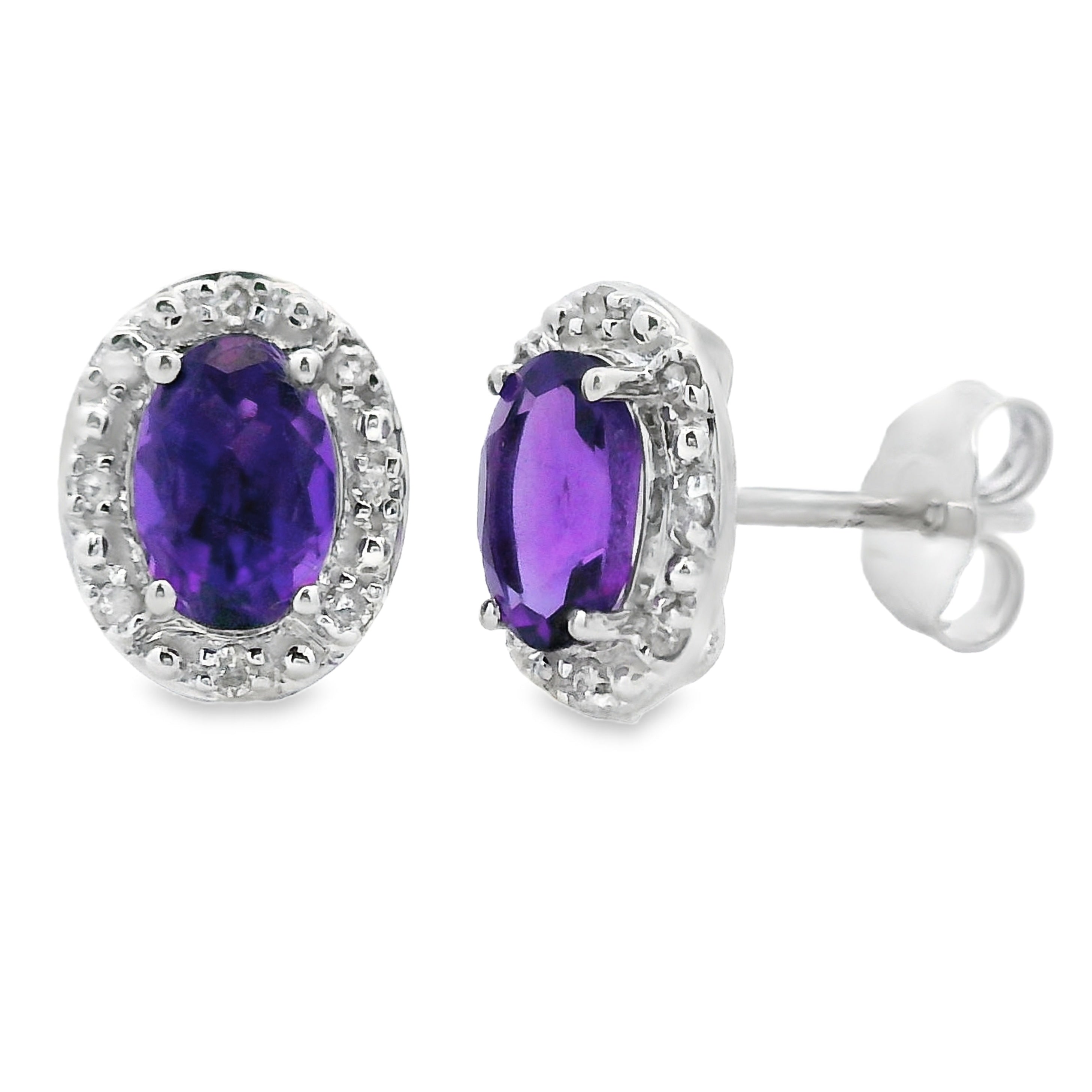 .99ct Amethyst Diamond Earrings 10KT White Gold