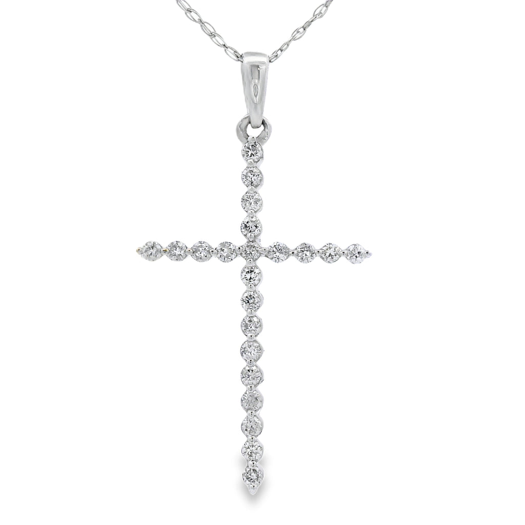.21ct Diamond Cross Religious Pendant 14KT White Gold