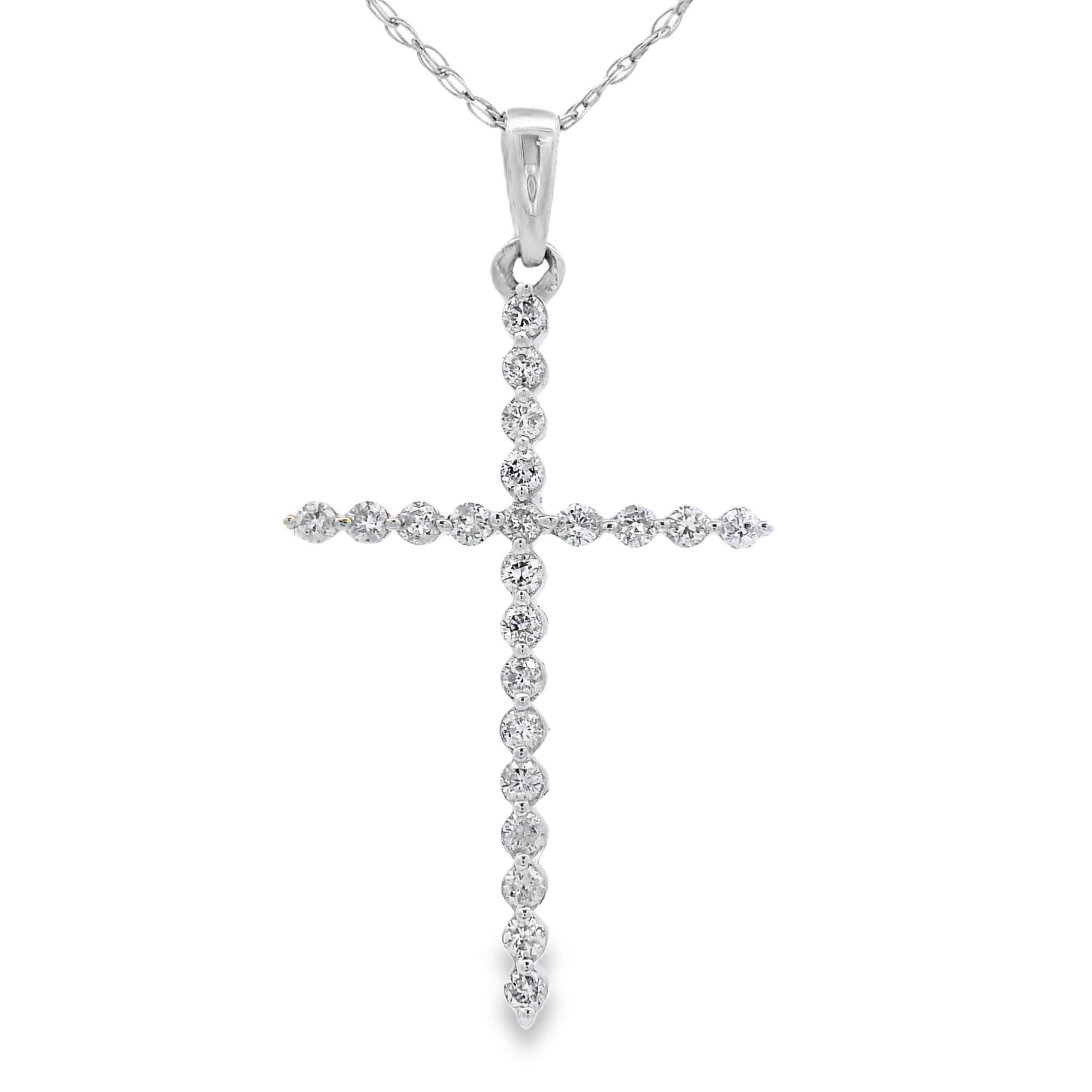 .21ct Diamond Cross Religious Pendant 14KT White Gold