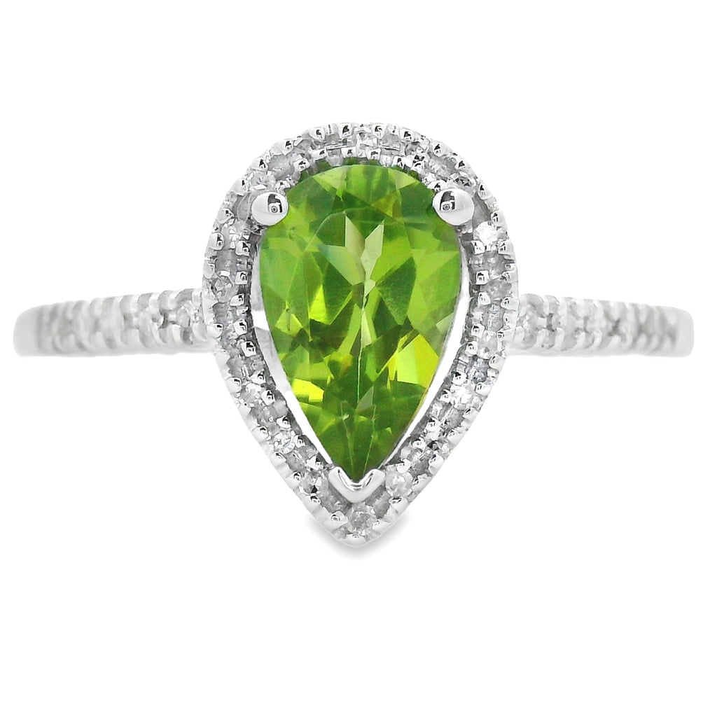 1.10ct Peridot Diamond Ring 14KT White Gold