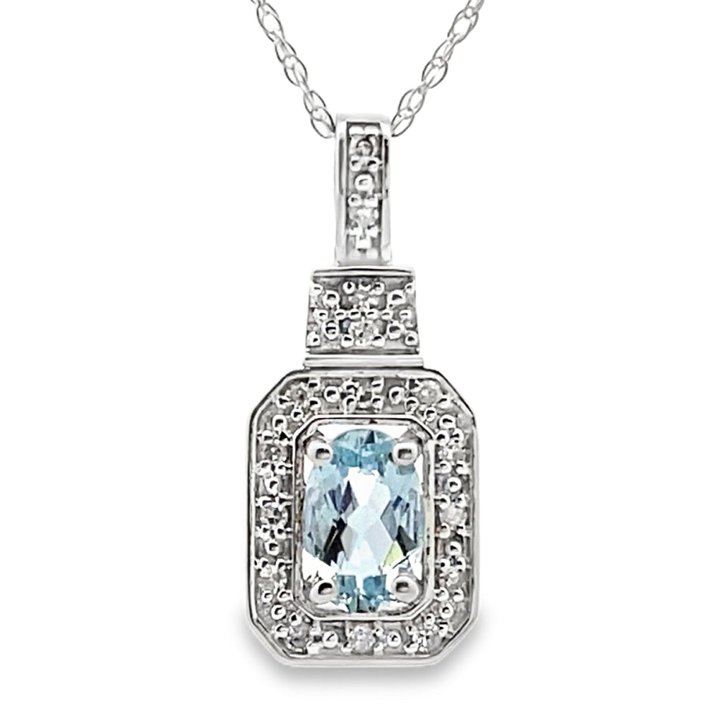 Aquamarine Diamond Fashion Pendants 10KT White Gold