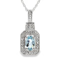 Aquamarine Diamond Fashion Pendants 10KT White Gold