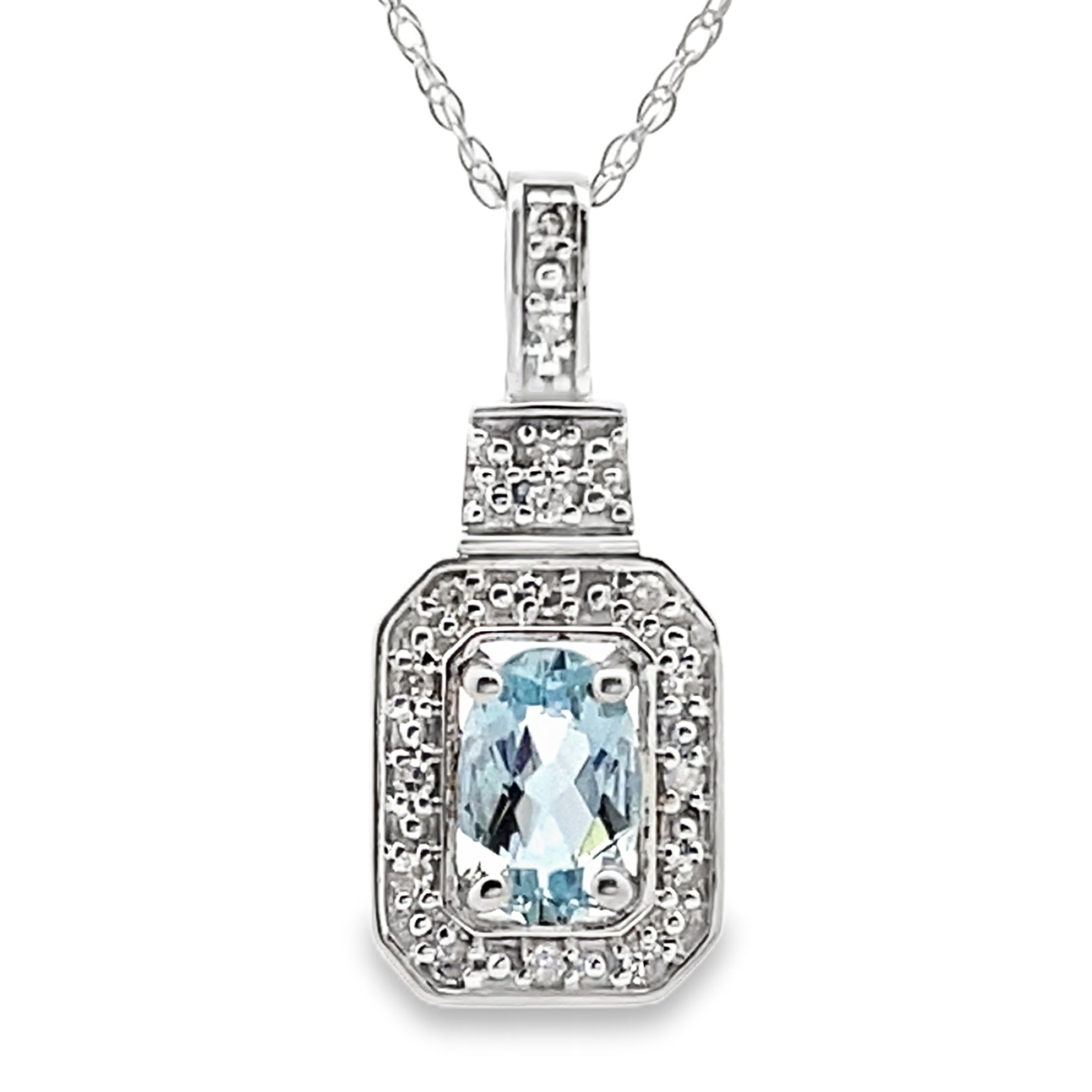 Aquamarine Diamond Fashion Pendants 10KT White Gold