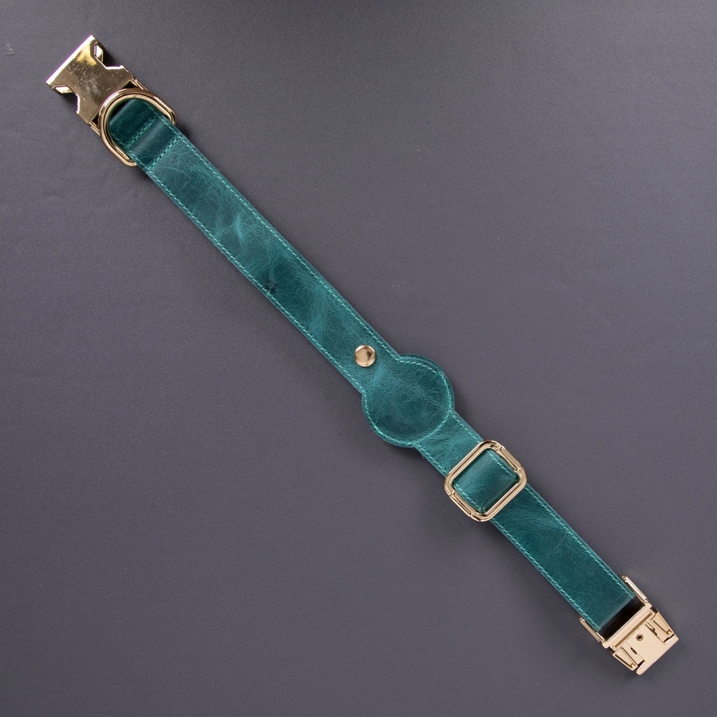 Charlotte Handcrafted Calfskin Leather Dog Collar - Compatible with AirTag