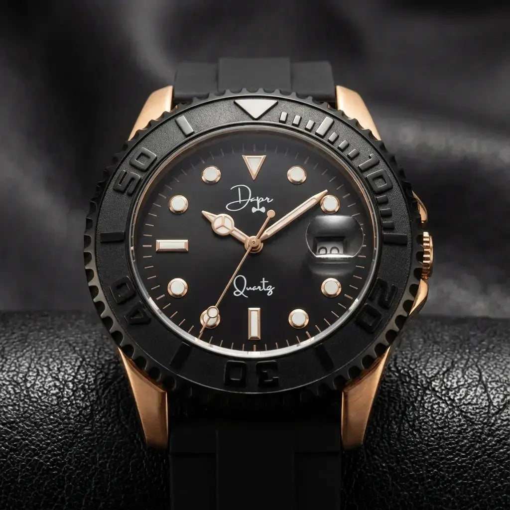Minimalist Quartz Watch - The Dark Night Rose Gold Edition