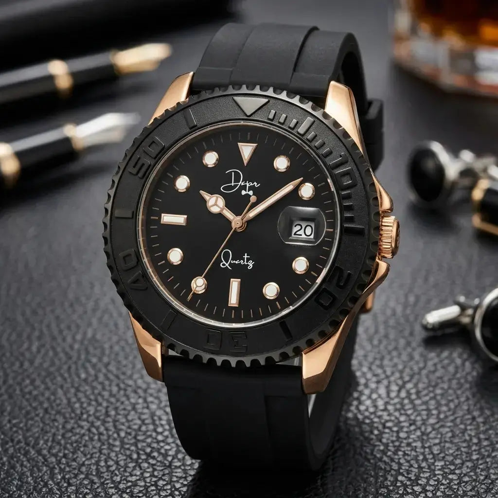 Minimalist Quartz Watch - The Dark Night Rose Gold Edition